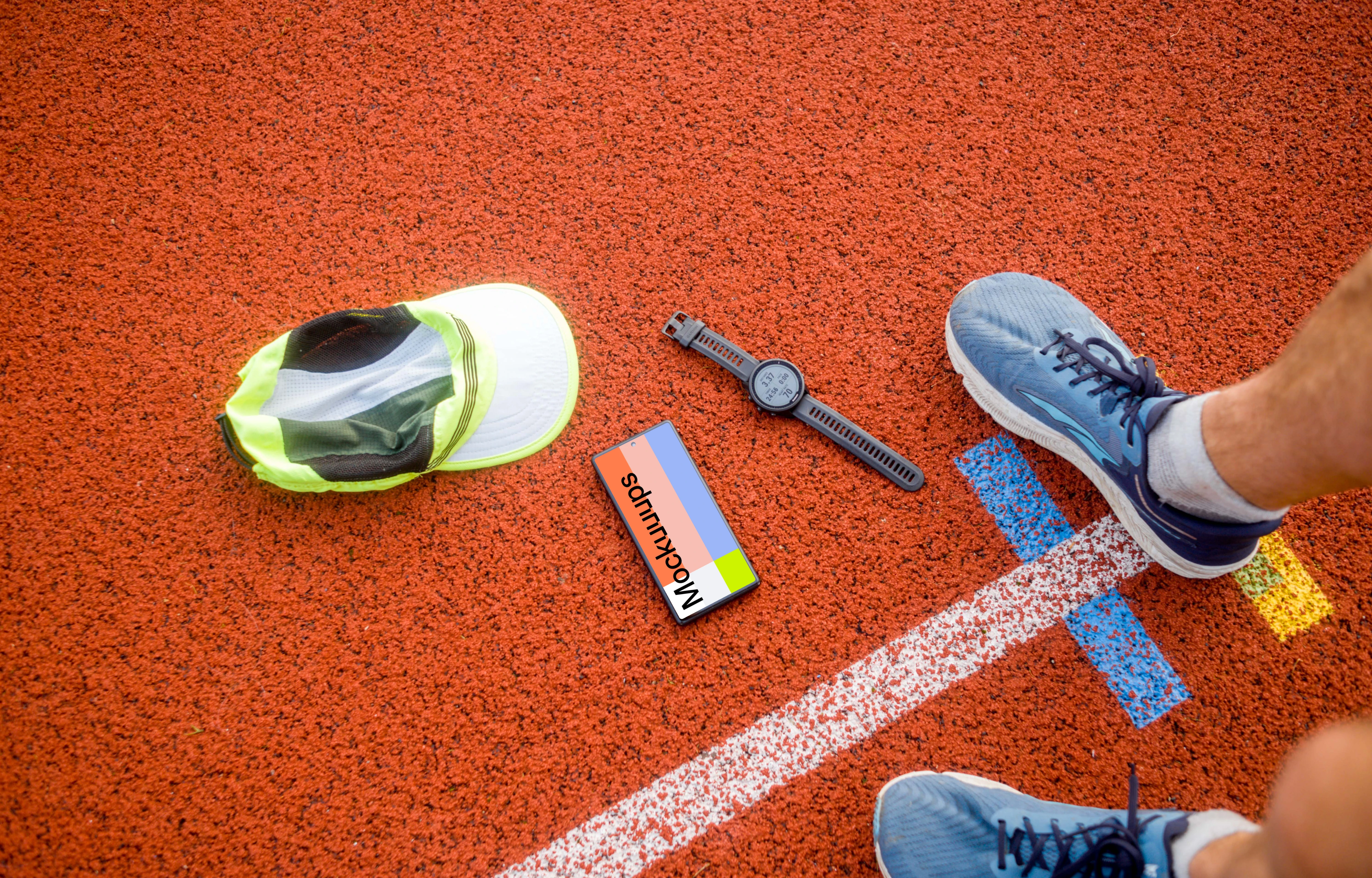Sport mockup with phone mockup and watches