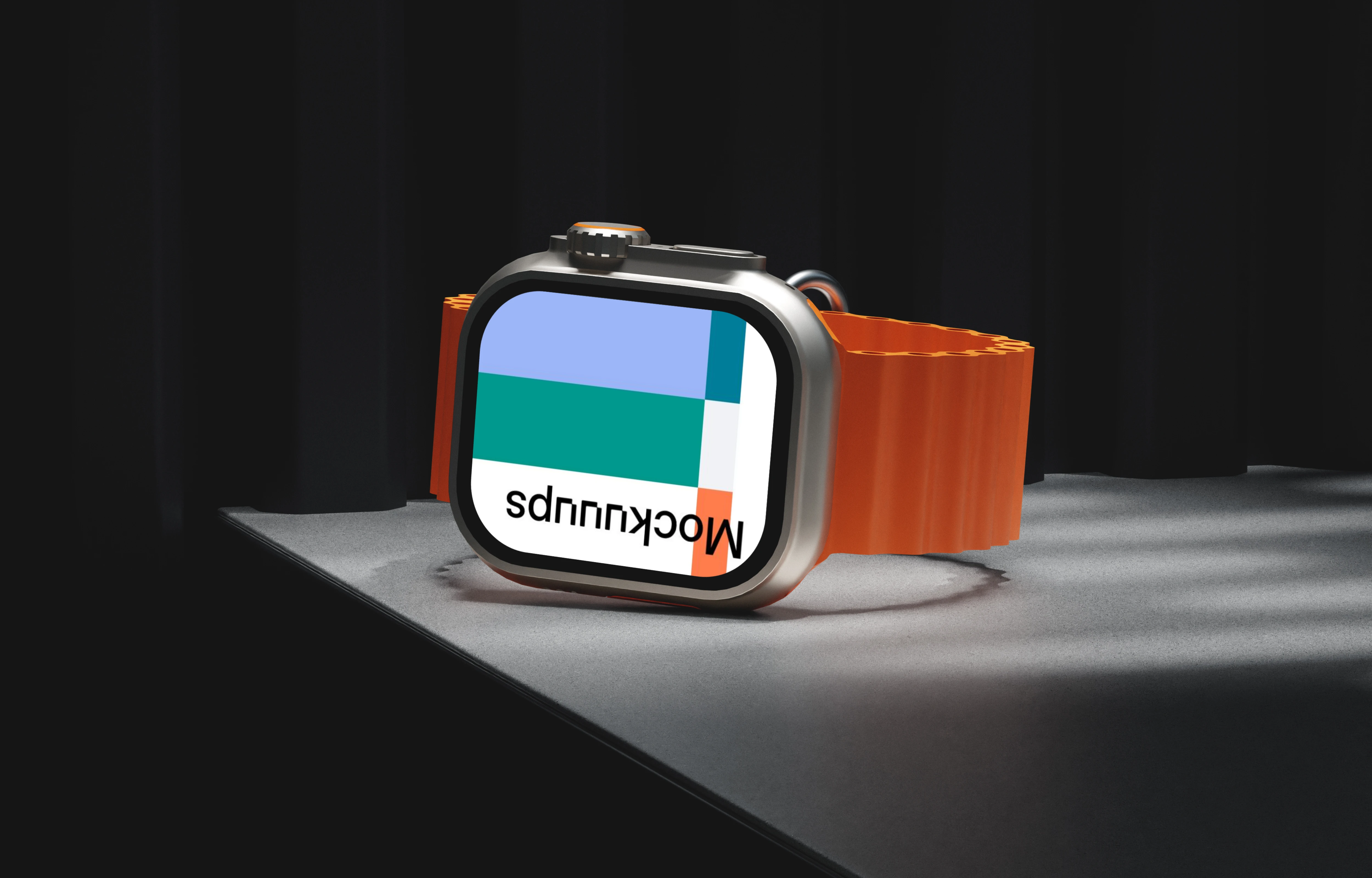 Apple Watch Ultra mockup on a dark surface