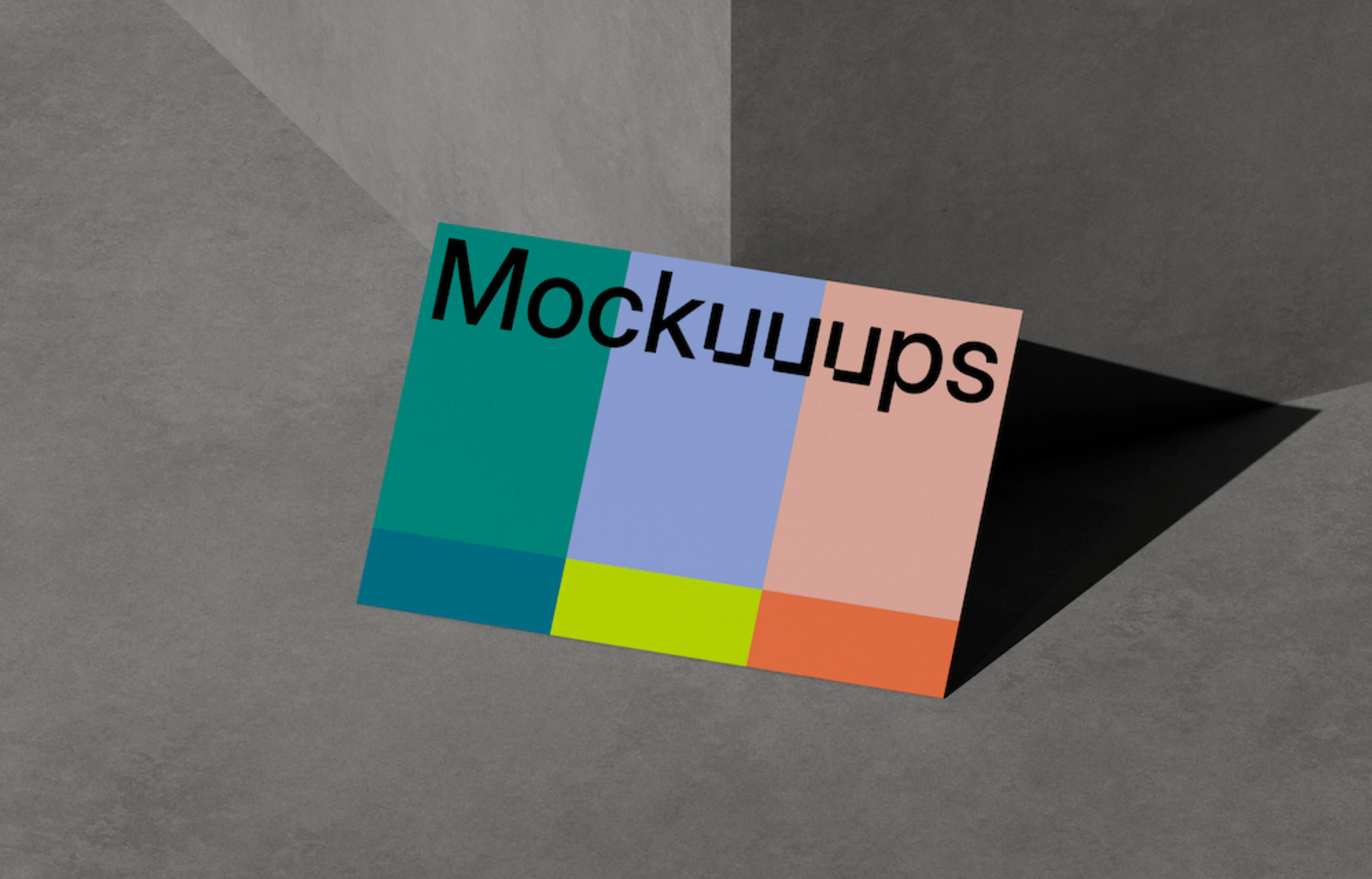 Business card mockup on a concrete surface with shadows