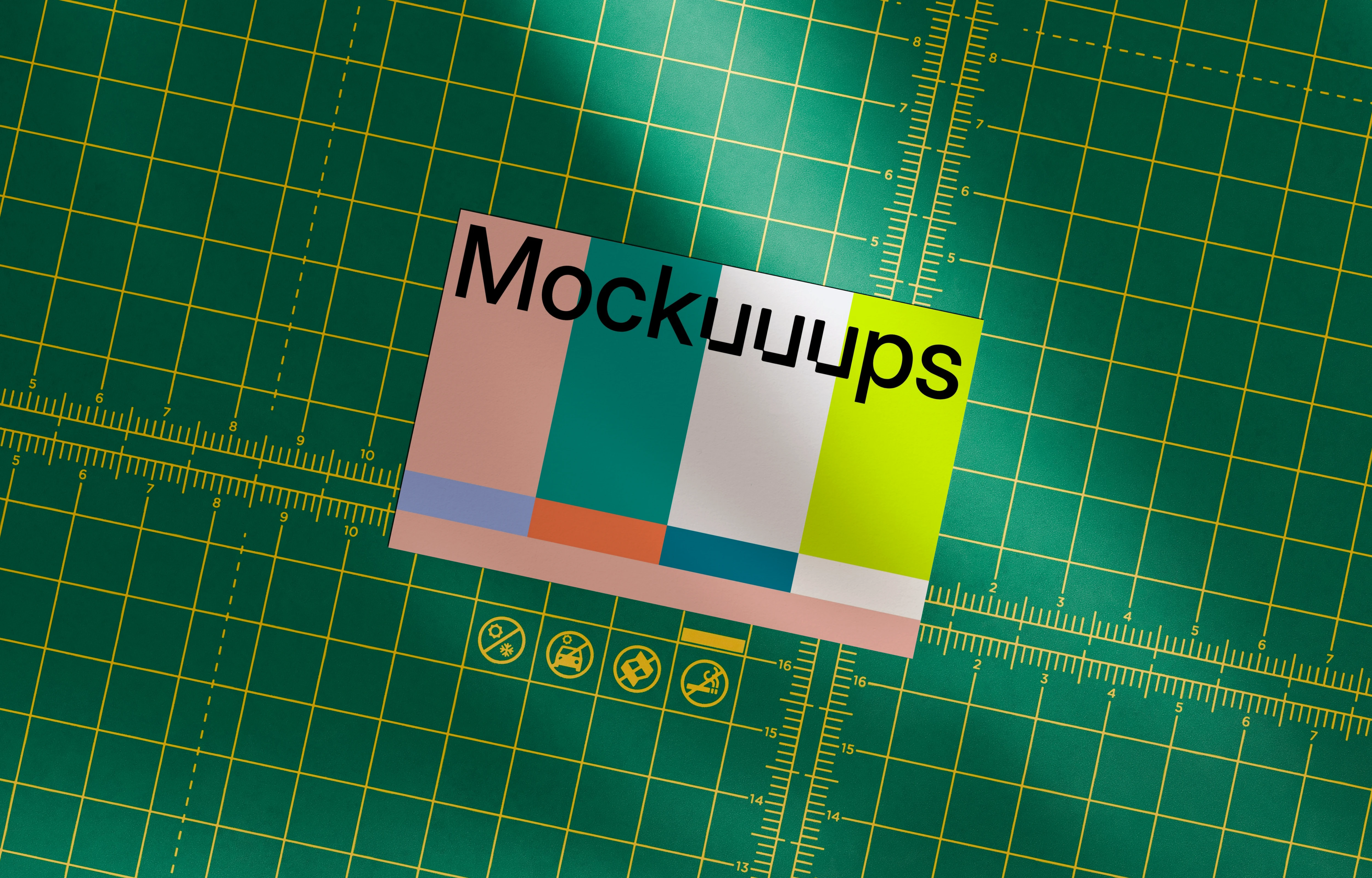 Business card mockup on a green cutting mat