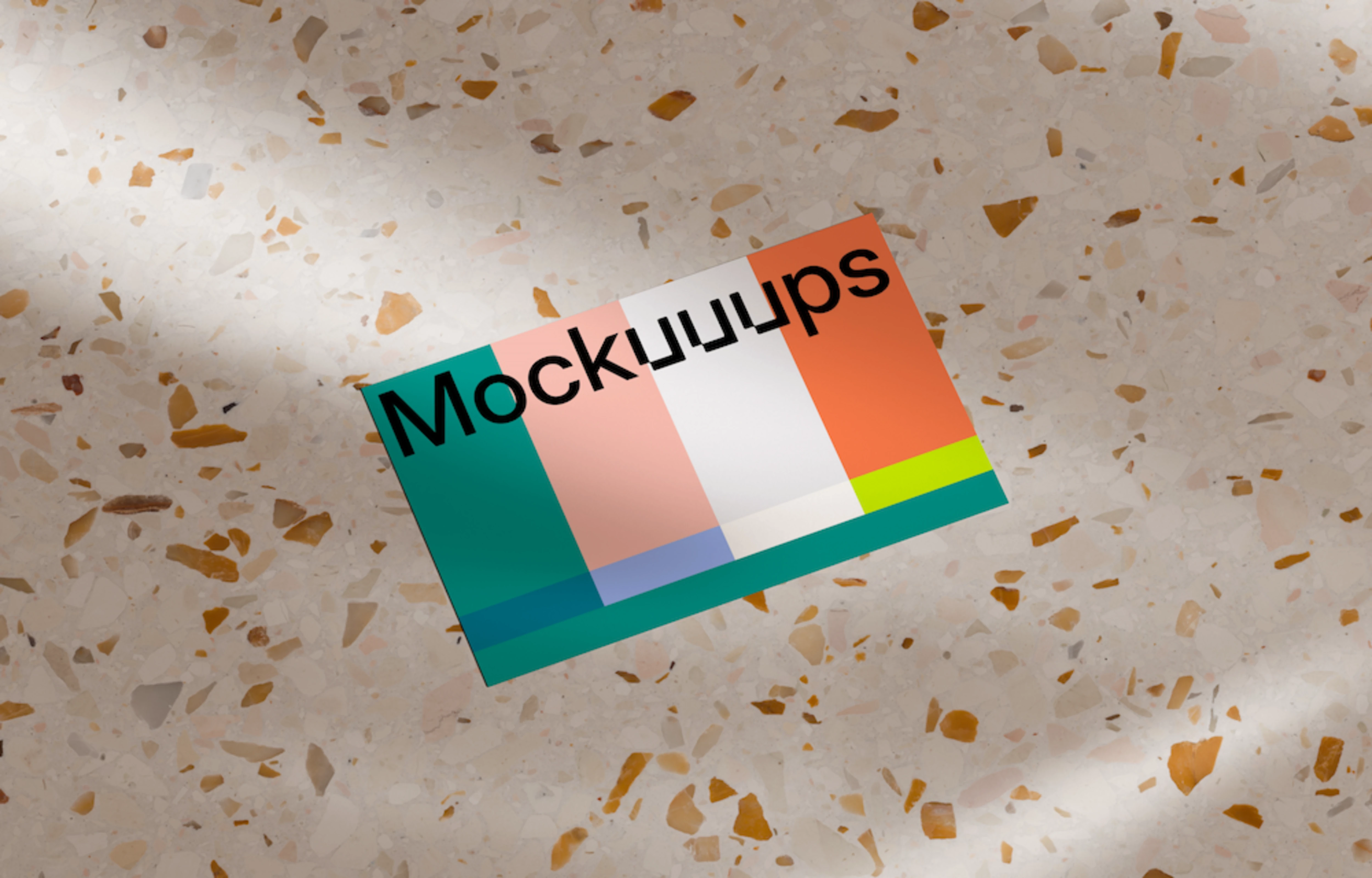 Business card mockup on a terrazzo surface