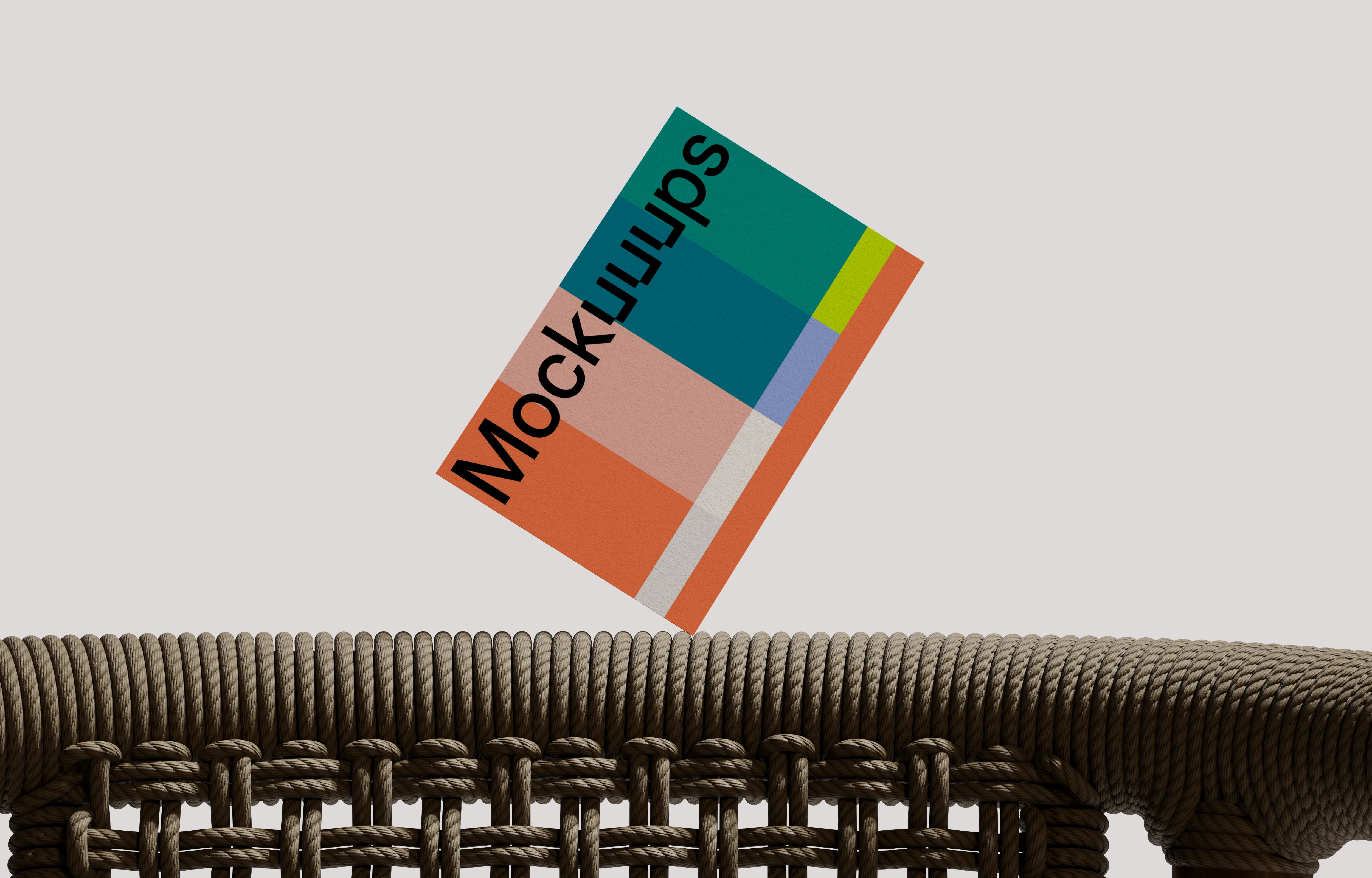 Business card mockup on the woven chair