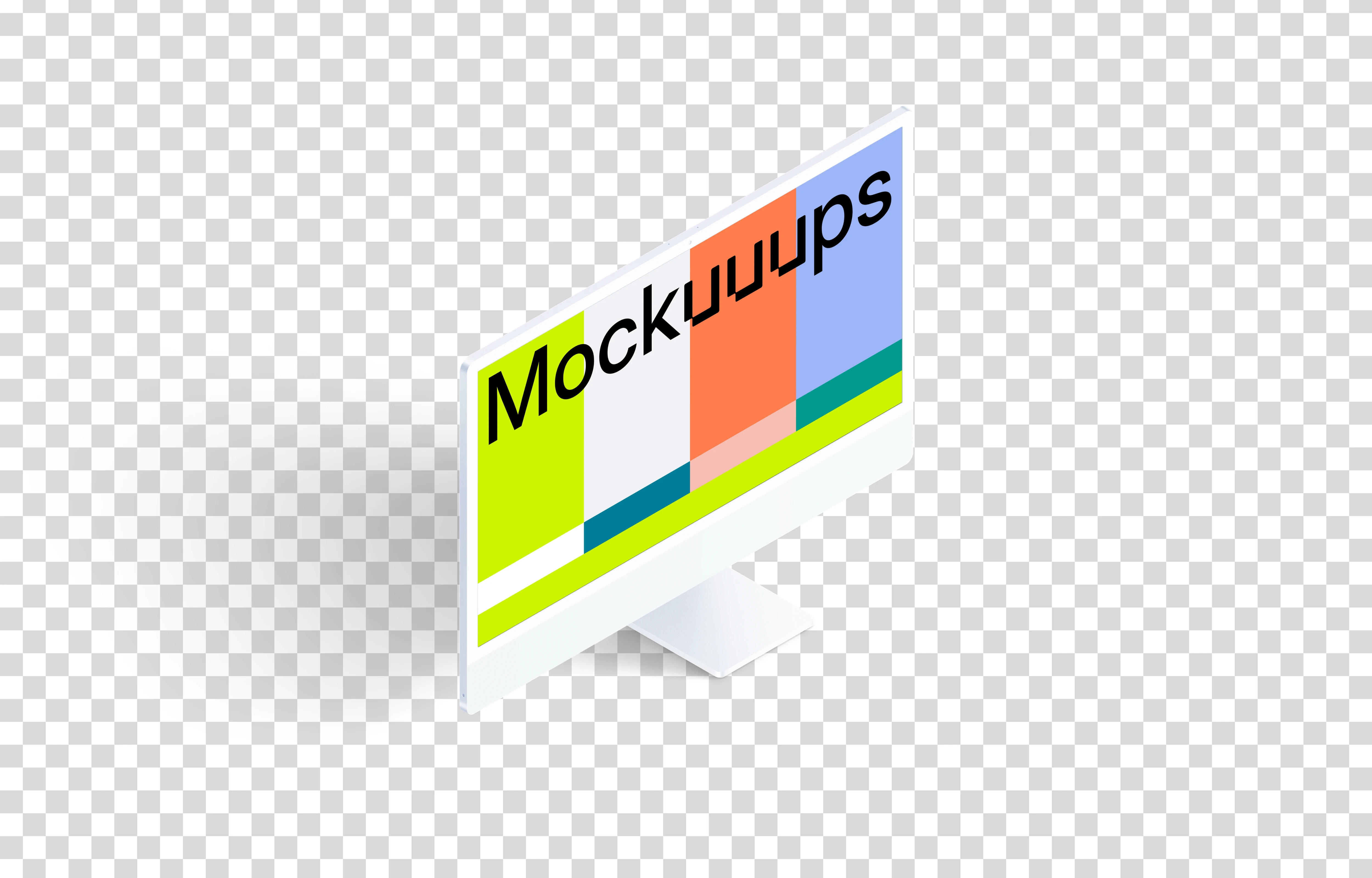 Clay iMac 24“ Mockup - Isometric Left (Floor Shadow)
