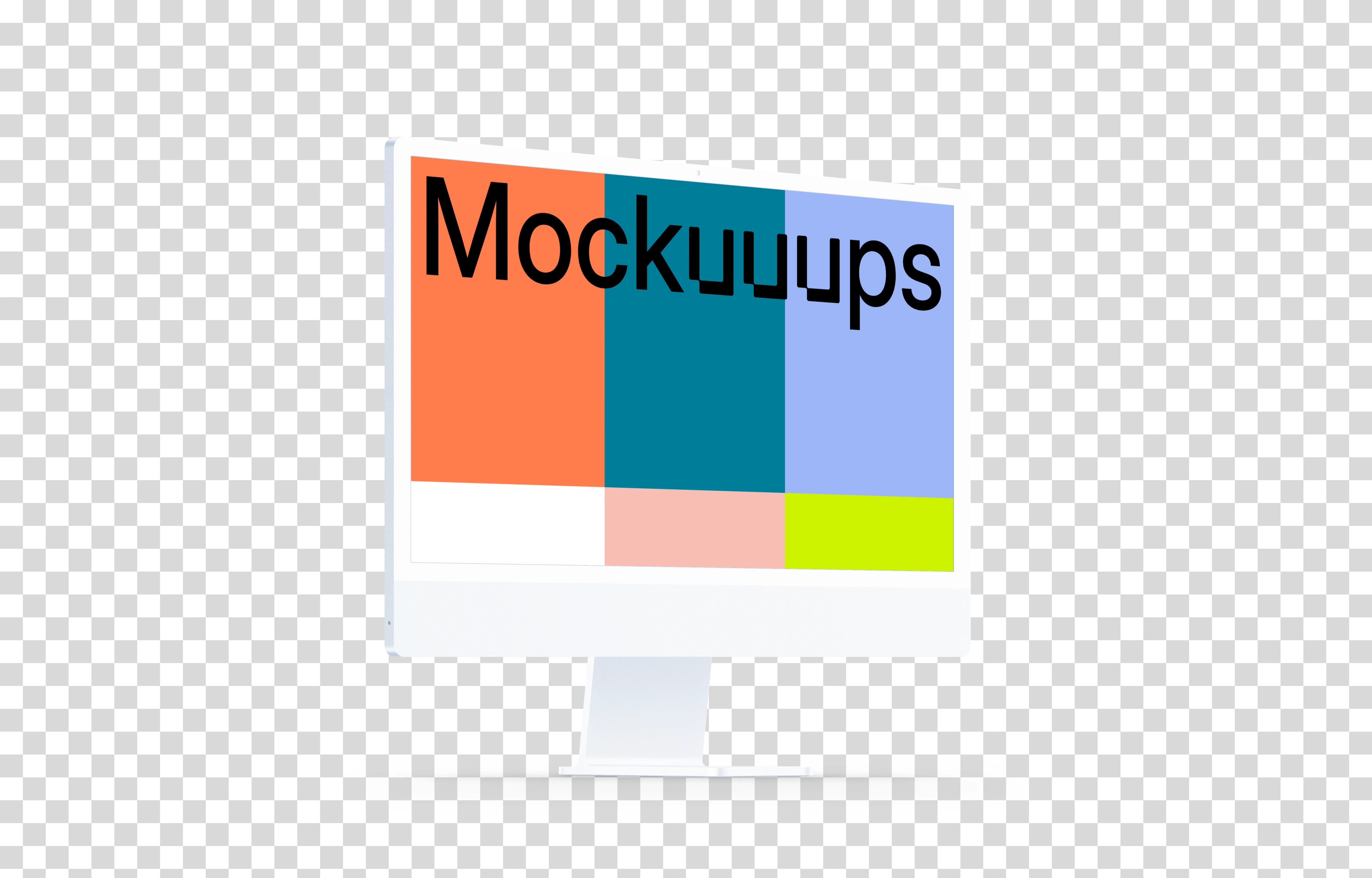 Clay iMac 24“ Mockup - Perspective Left (Floor Shadow)