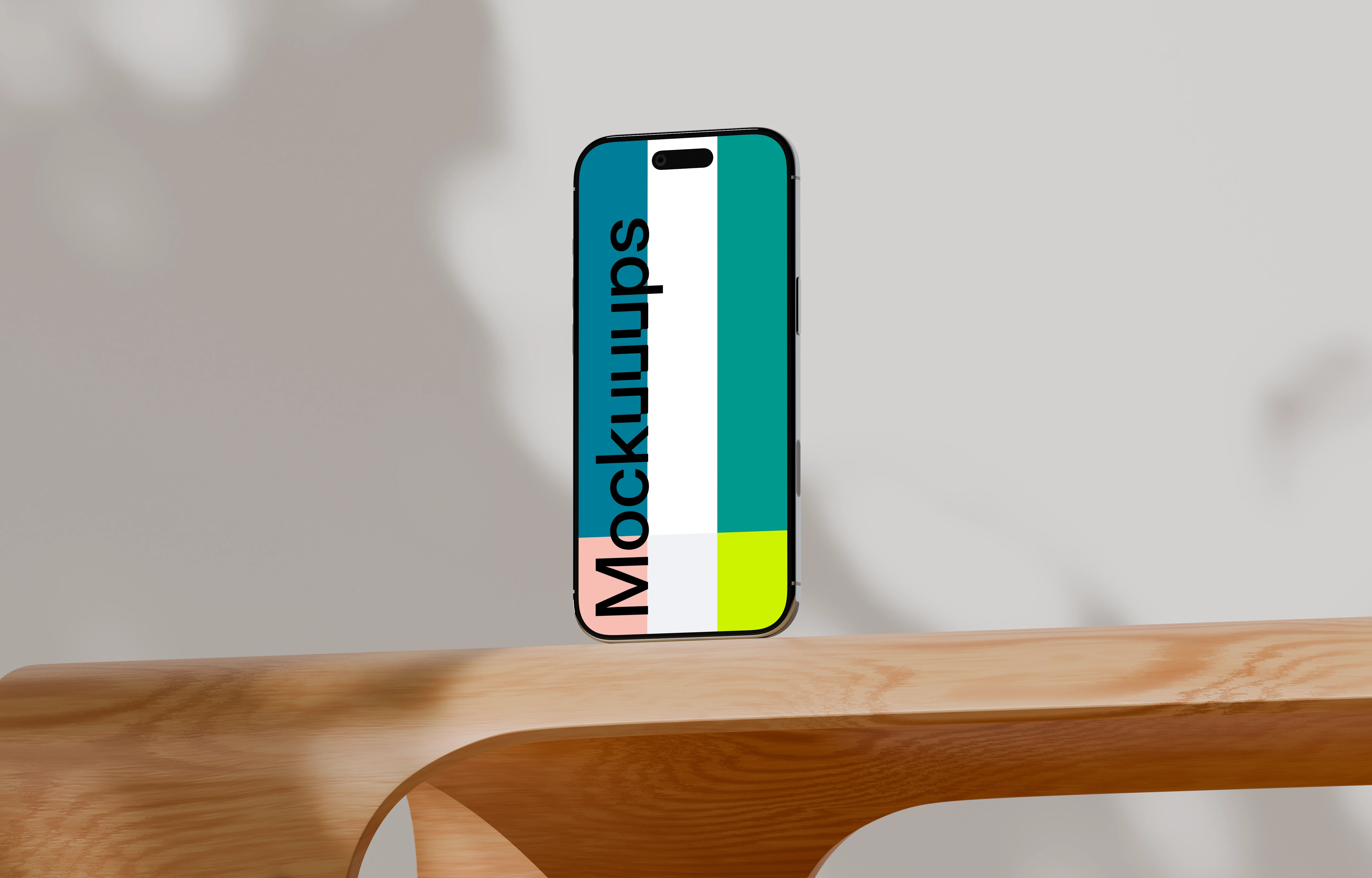 iPhone Air mockup on wooden surface with neutral background