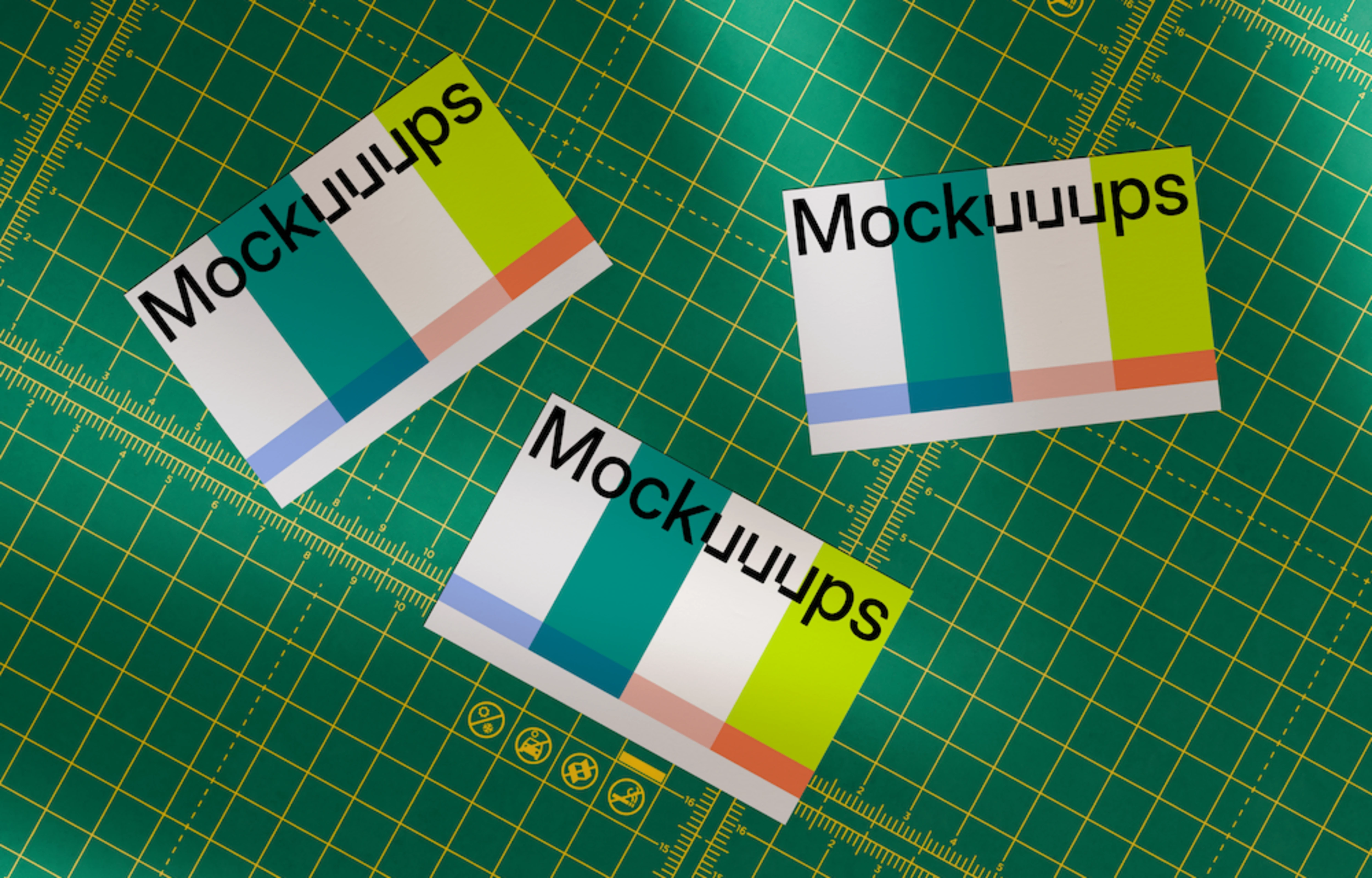 EU business card mockup on a green cutting mat