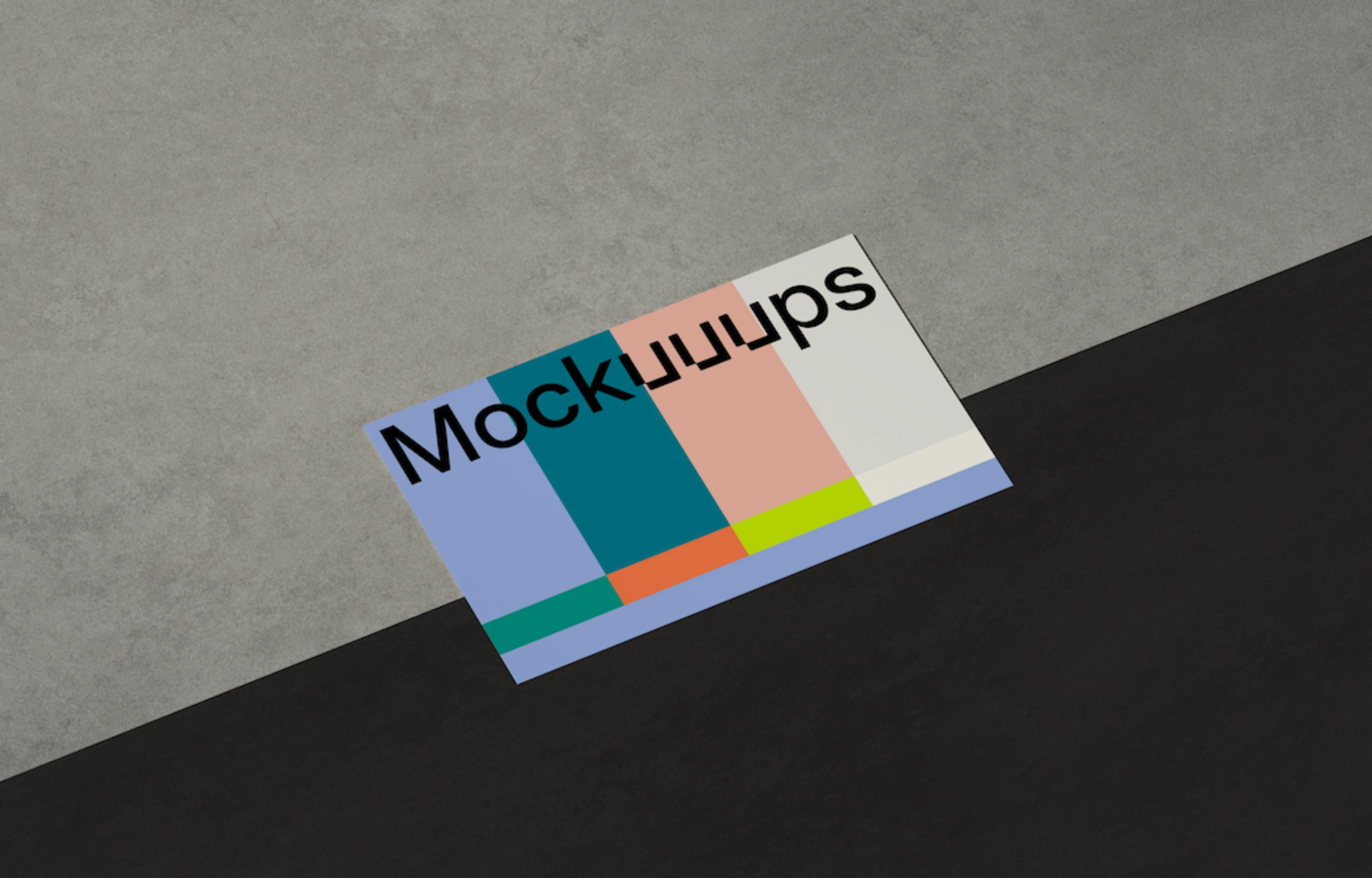 EU business card mockup on a two-tone surface
