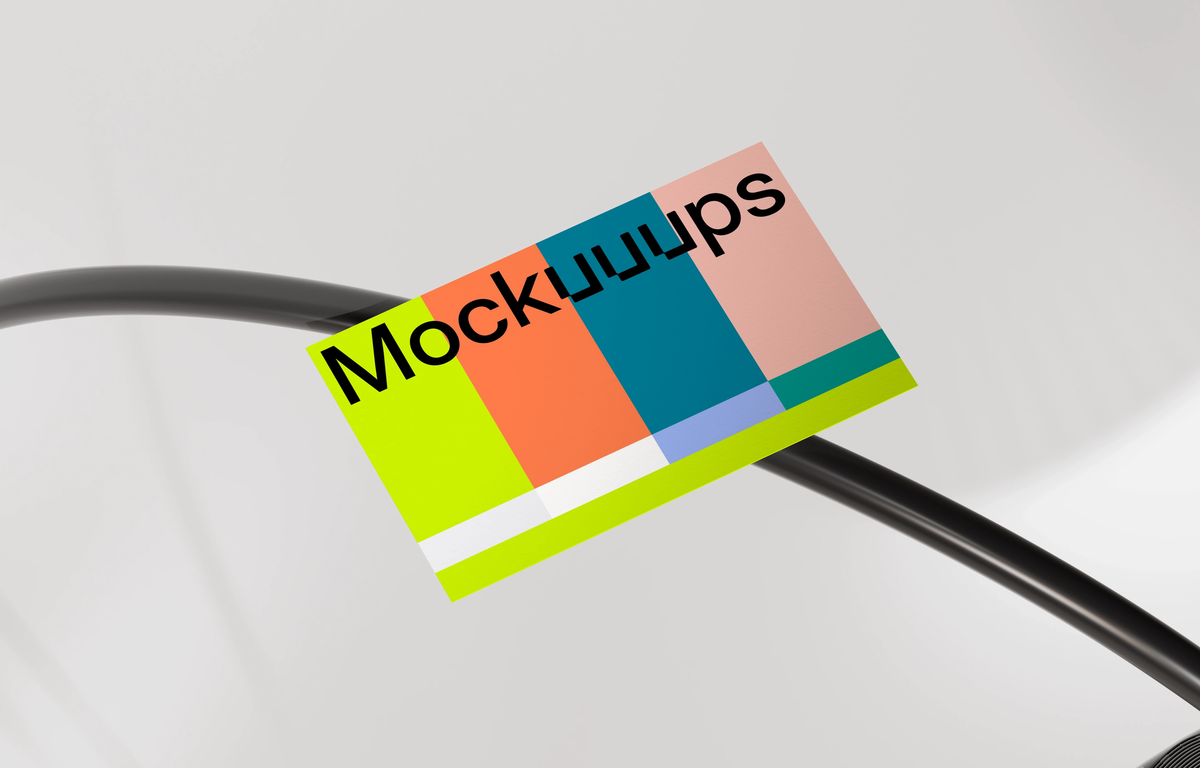 EU business card mockup on curved table