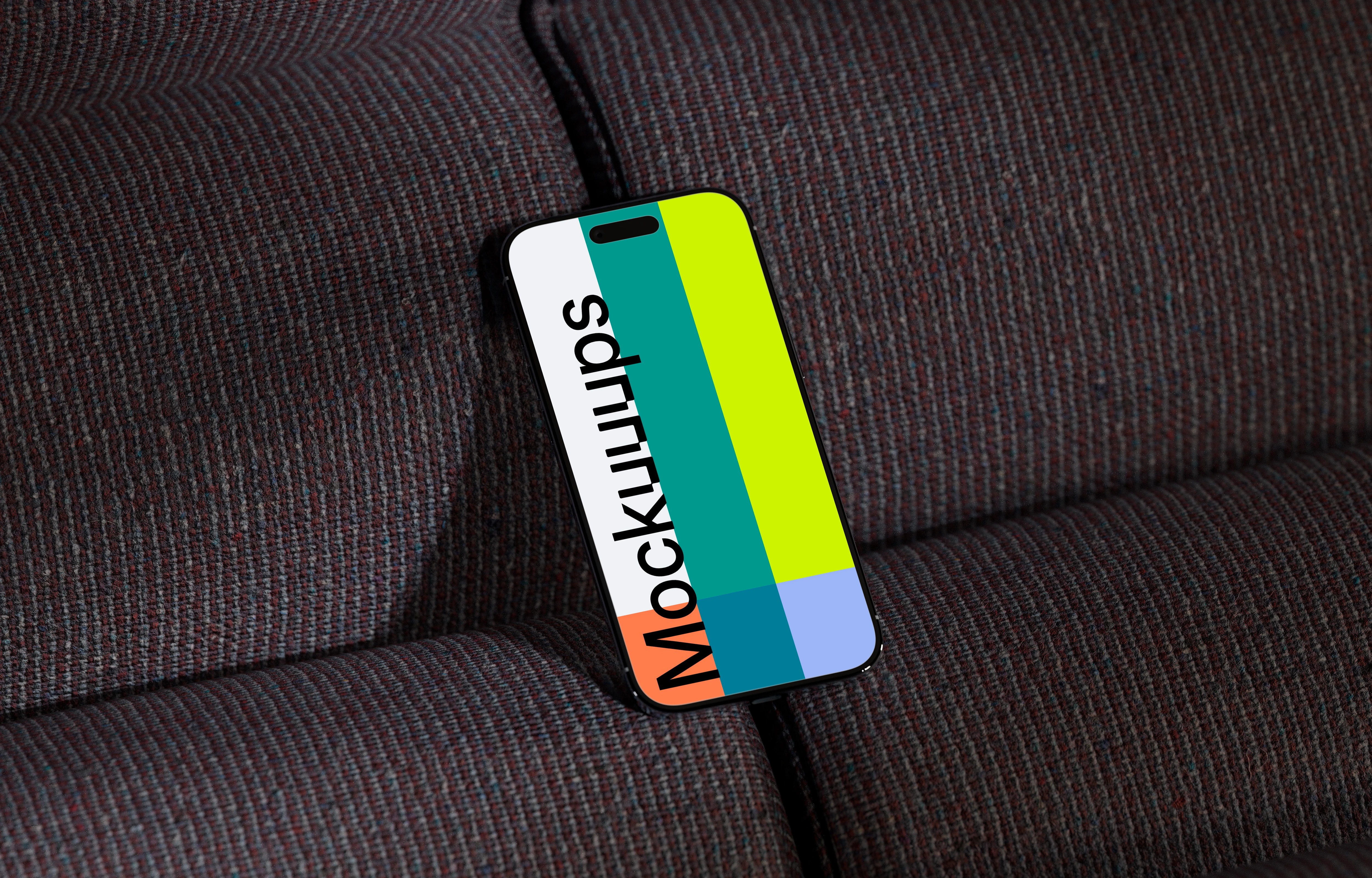 iPhone Air mockup on a textured sofa