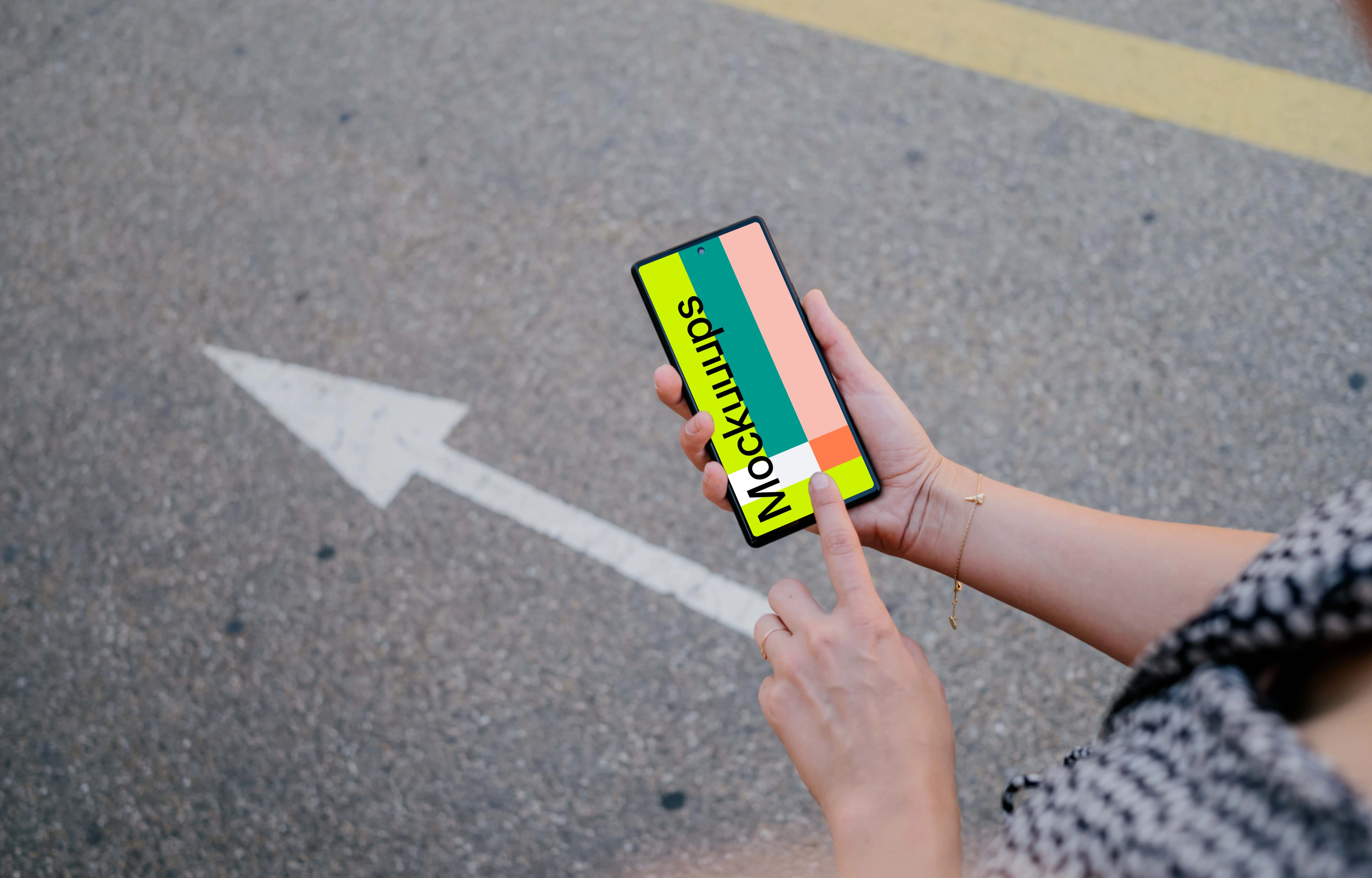 Female typing on a Google Pixel mockup