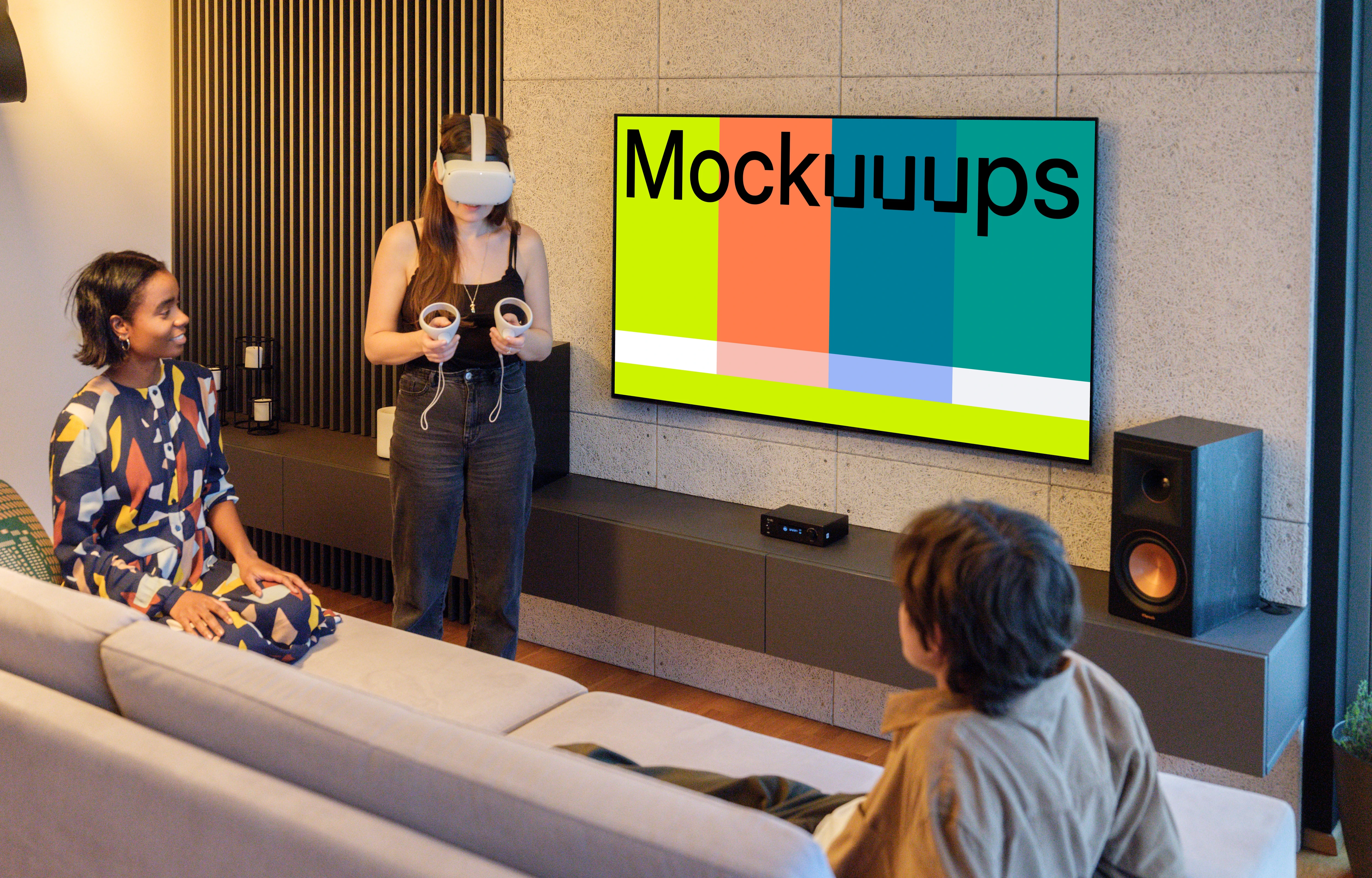 Gaming Television mockup in a modern living room