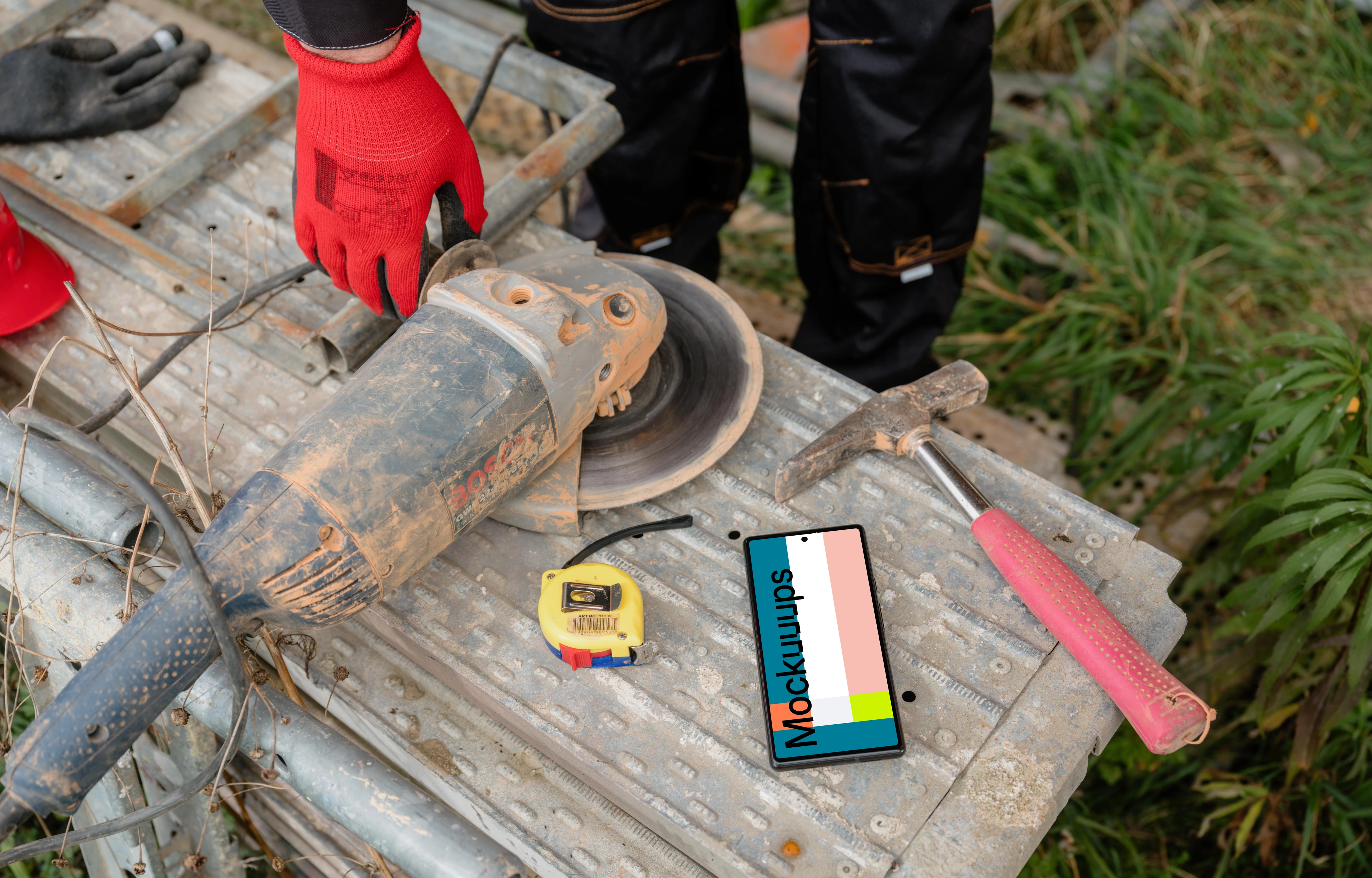 Google Pixel 6 with construction equipment
