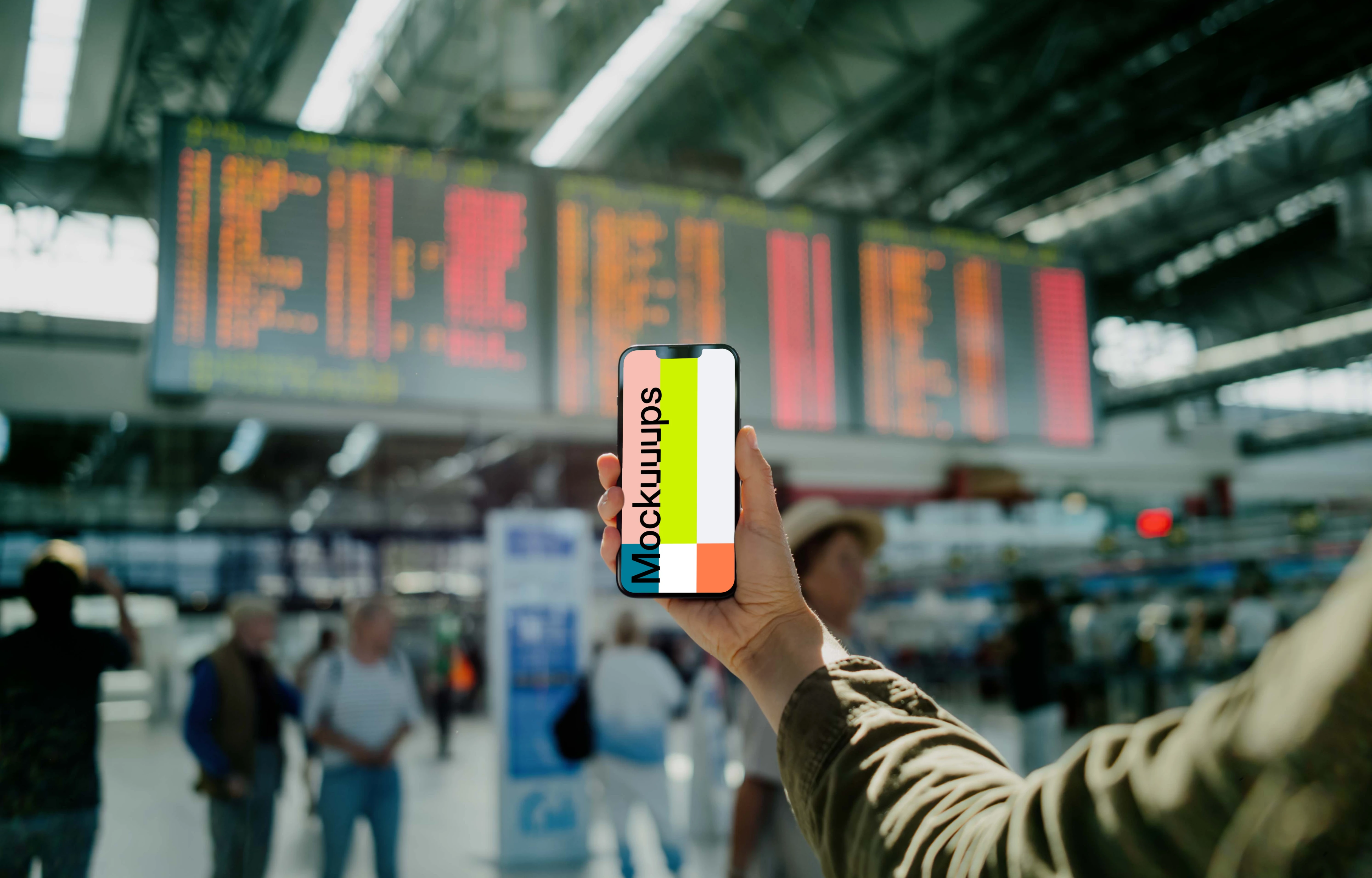 Airport theme mockup with a smartphone