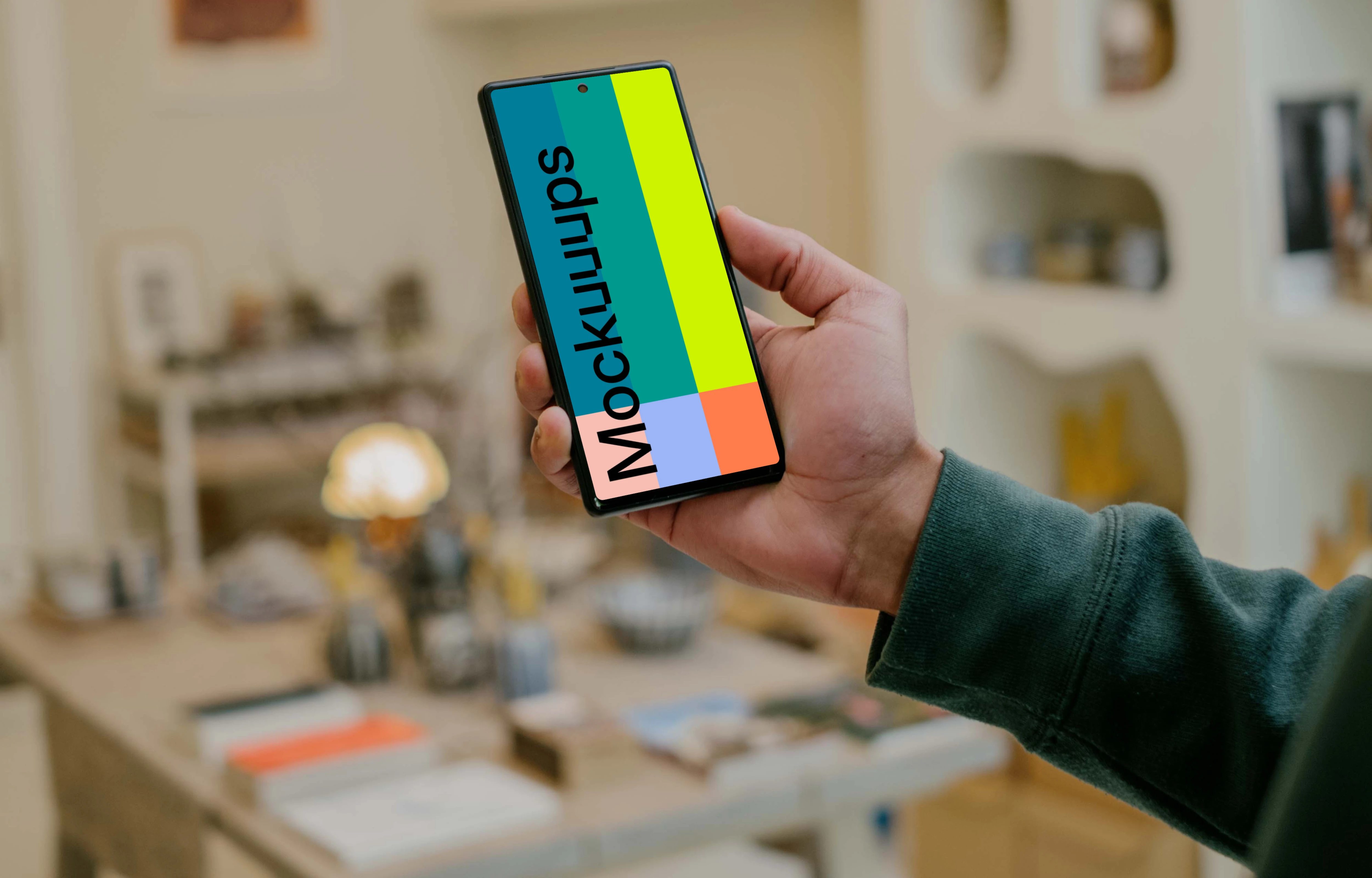 Hand holding Google Pixel mockup