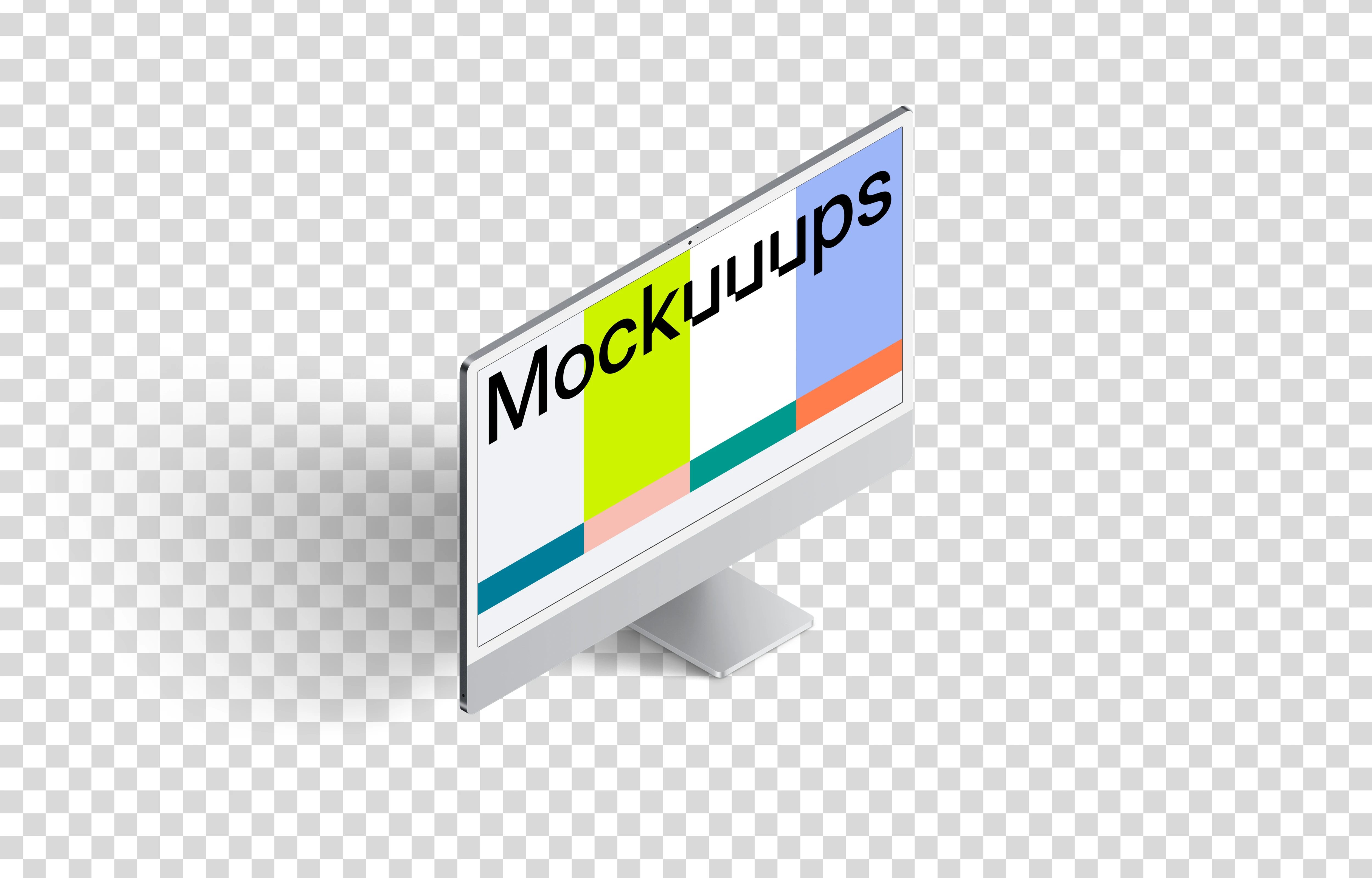 iMac 24“ Mockup - Isometric Left (Floor Shadow)