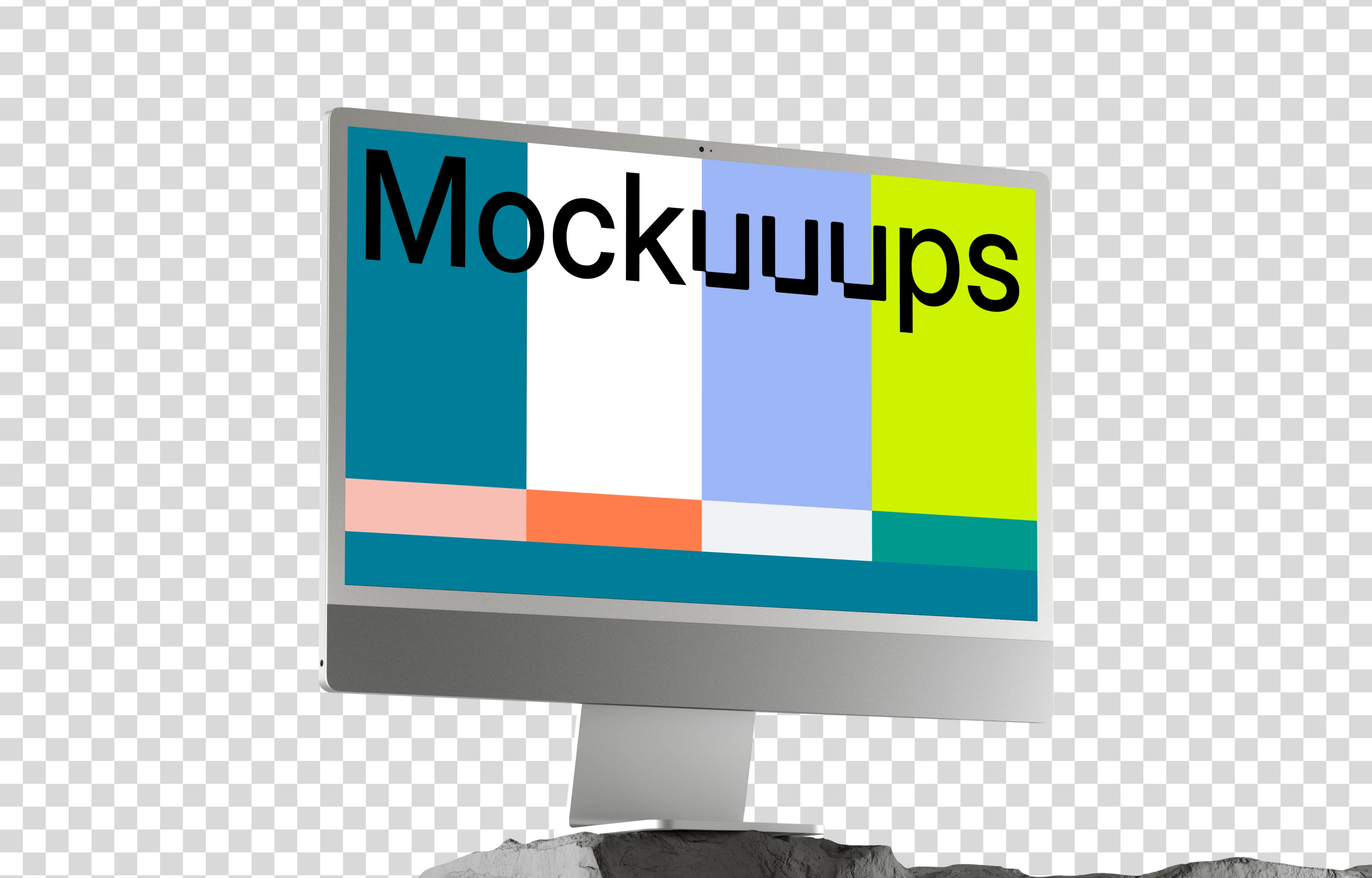 iMac 24 Mockup on Textured Stone Stand