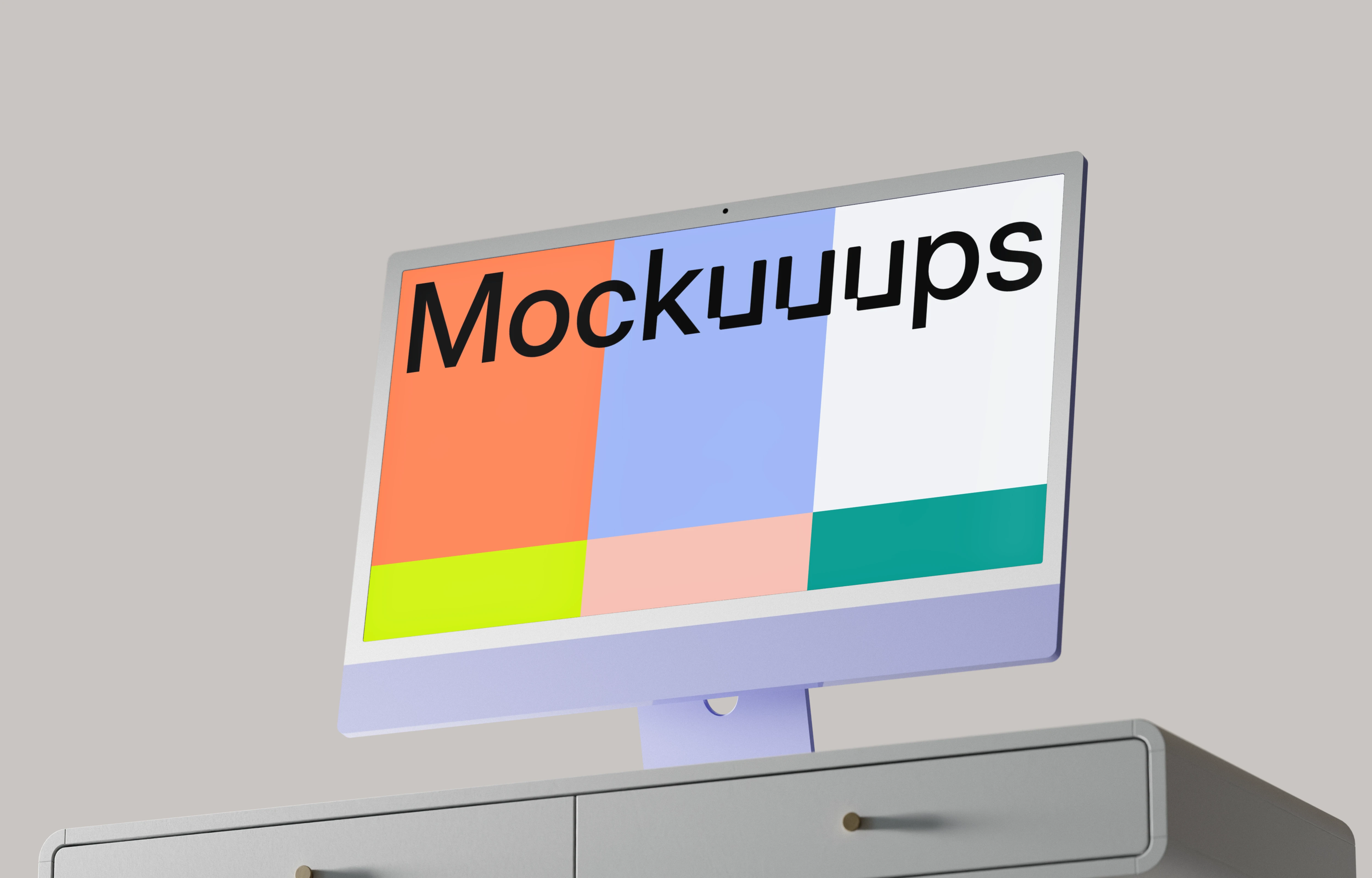 iMac mockup on a modern desk