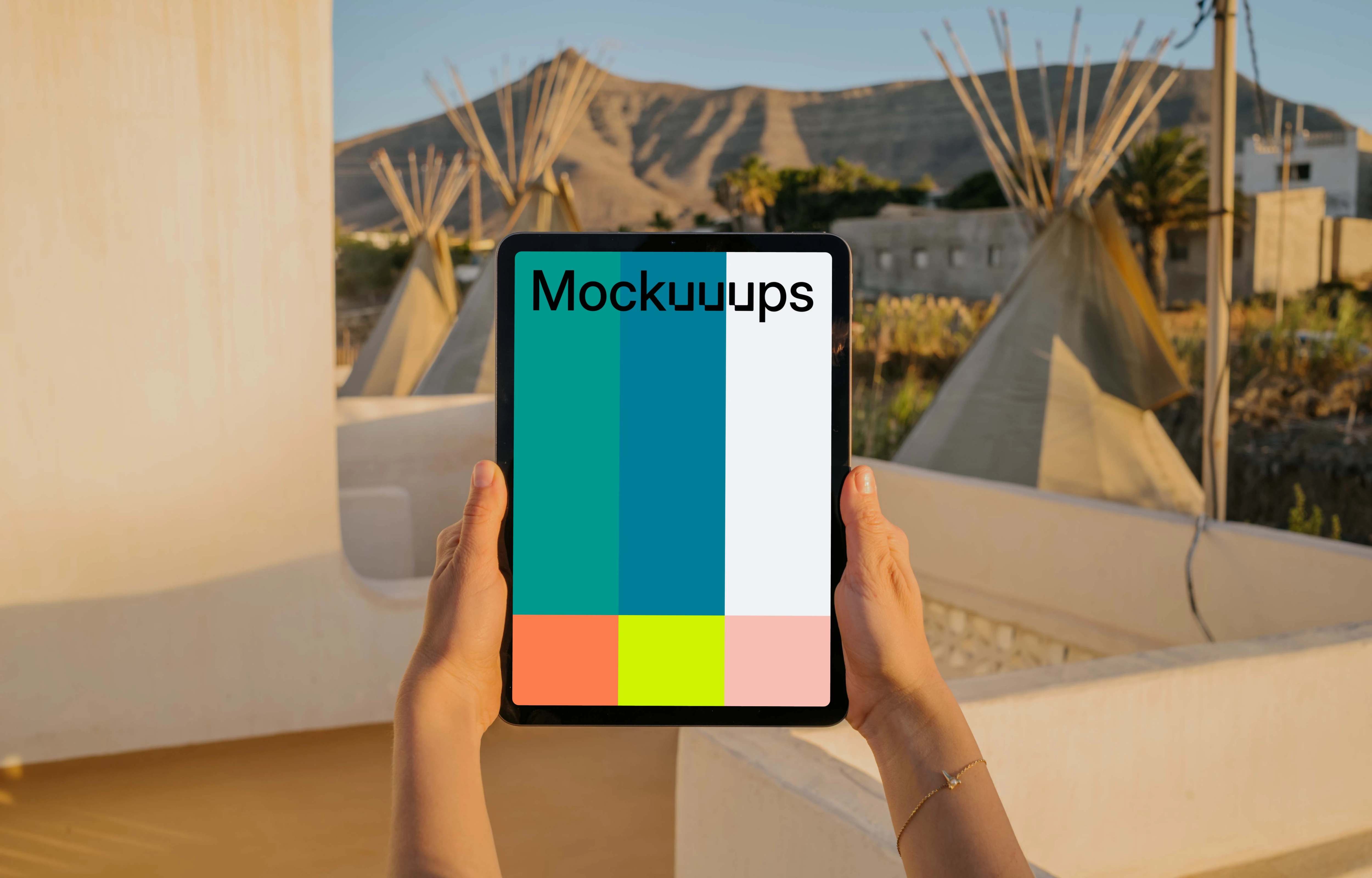 iPad Air mockup held up by a user