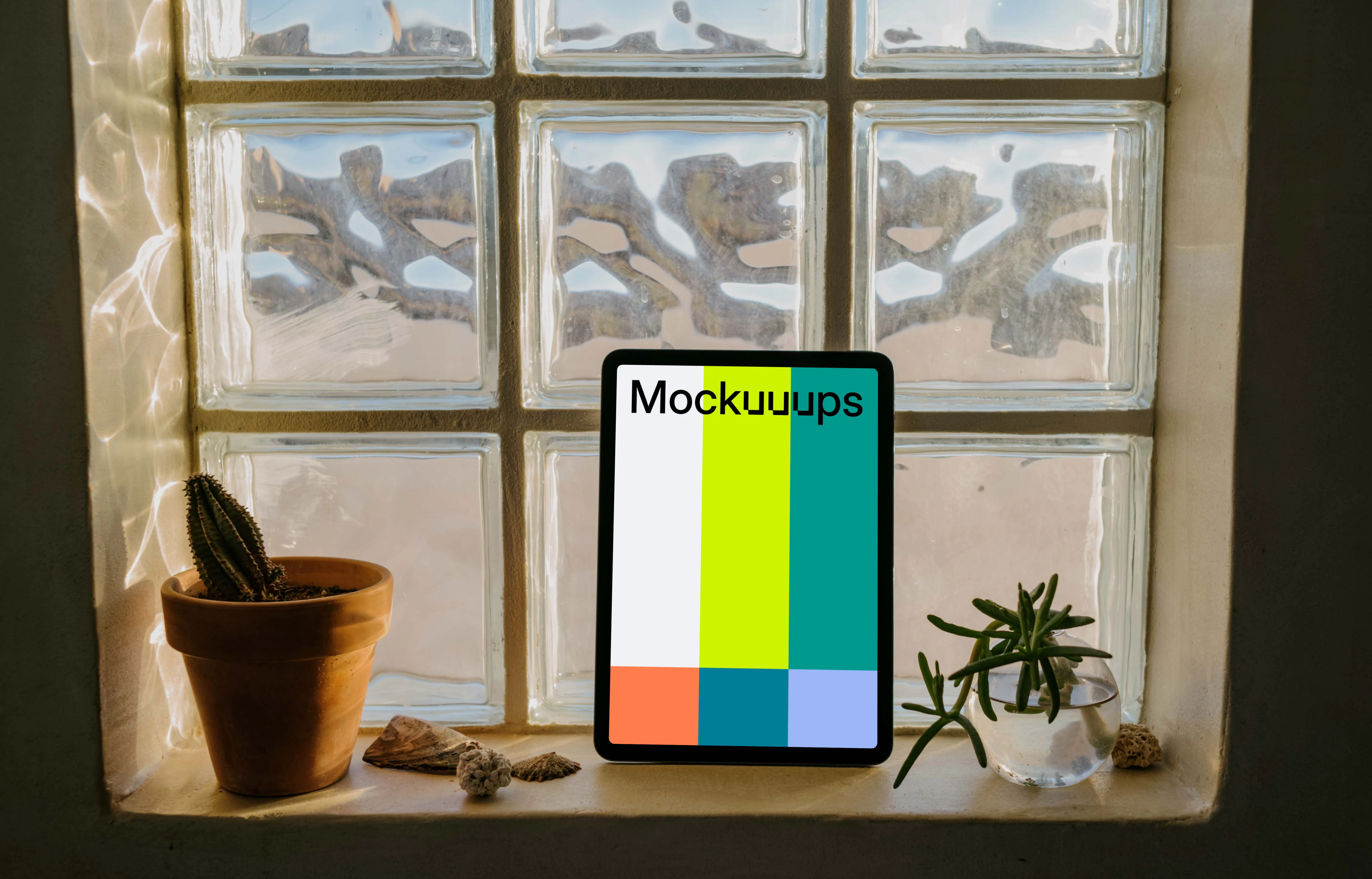 iPad Air mockup placed before a window