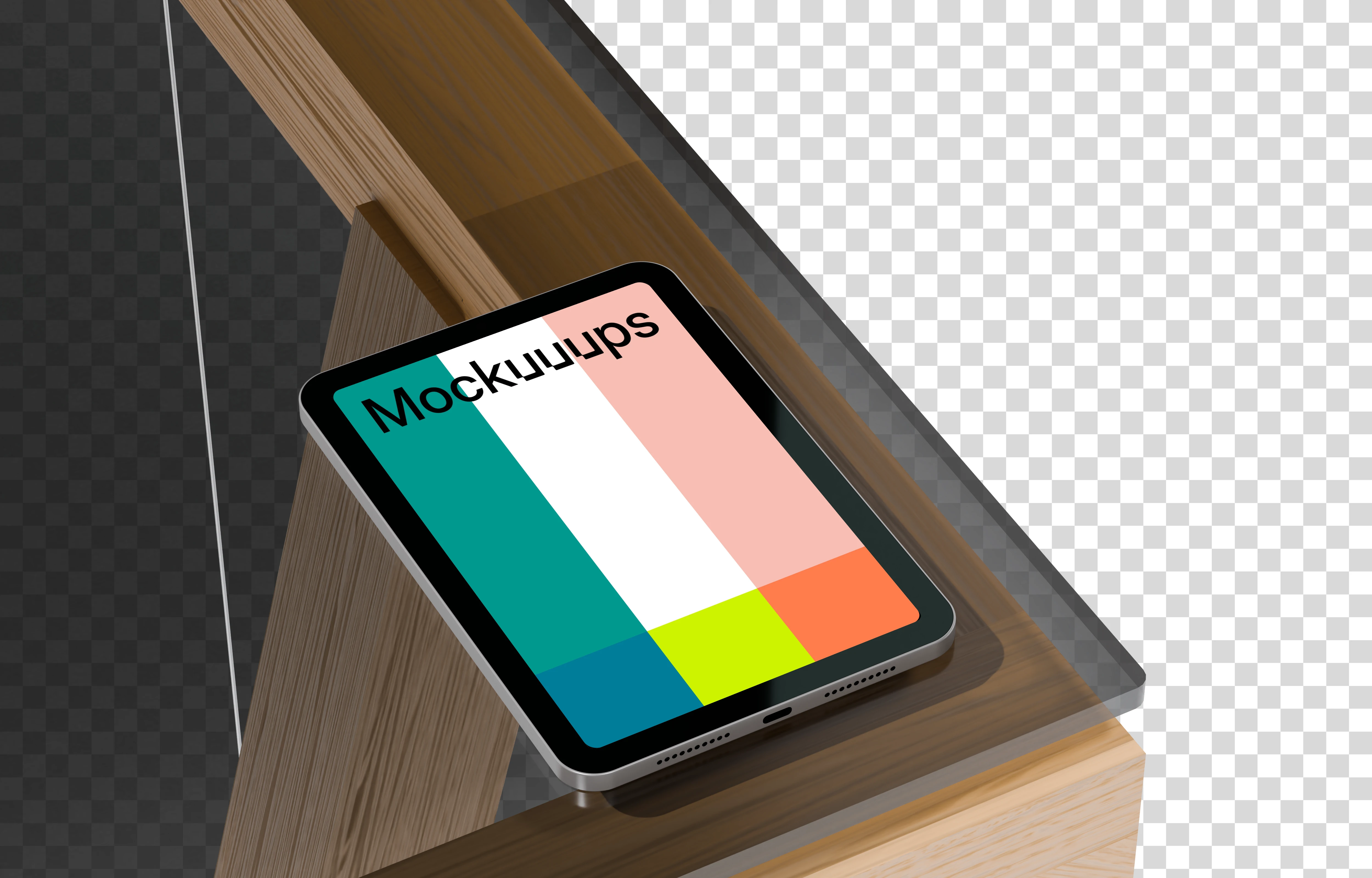iPad Mini mockup on the glass table