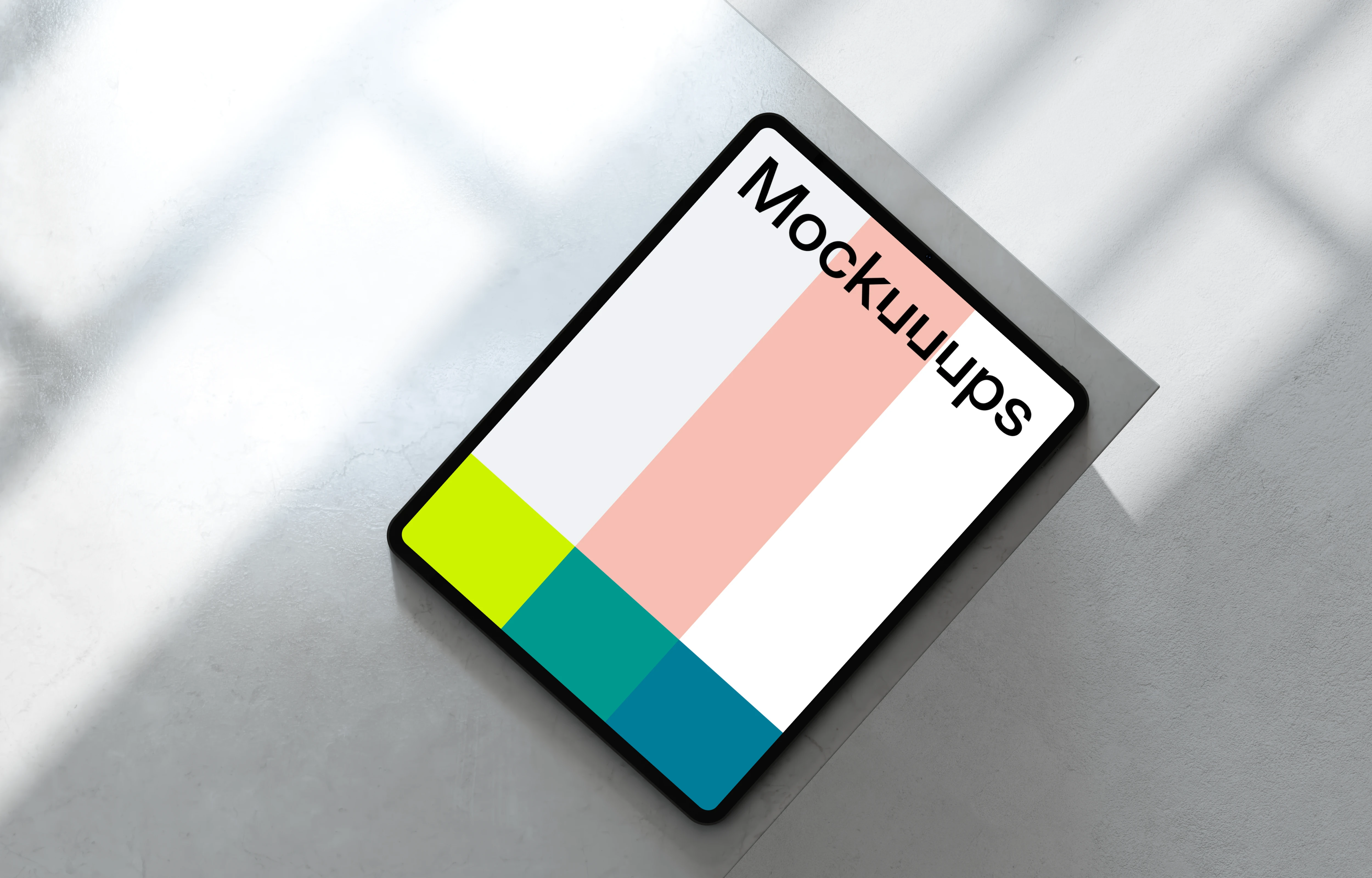 iPad Pro 11-inch mockup on marble surface with shadows