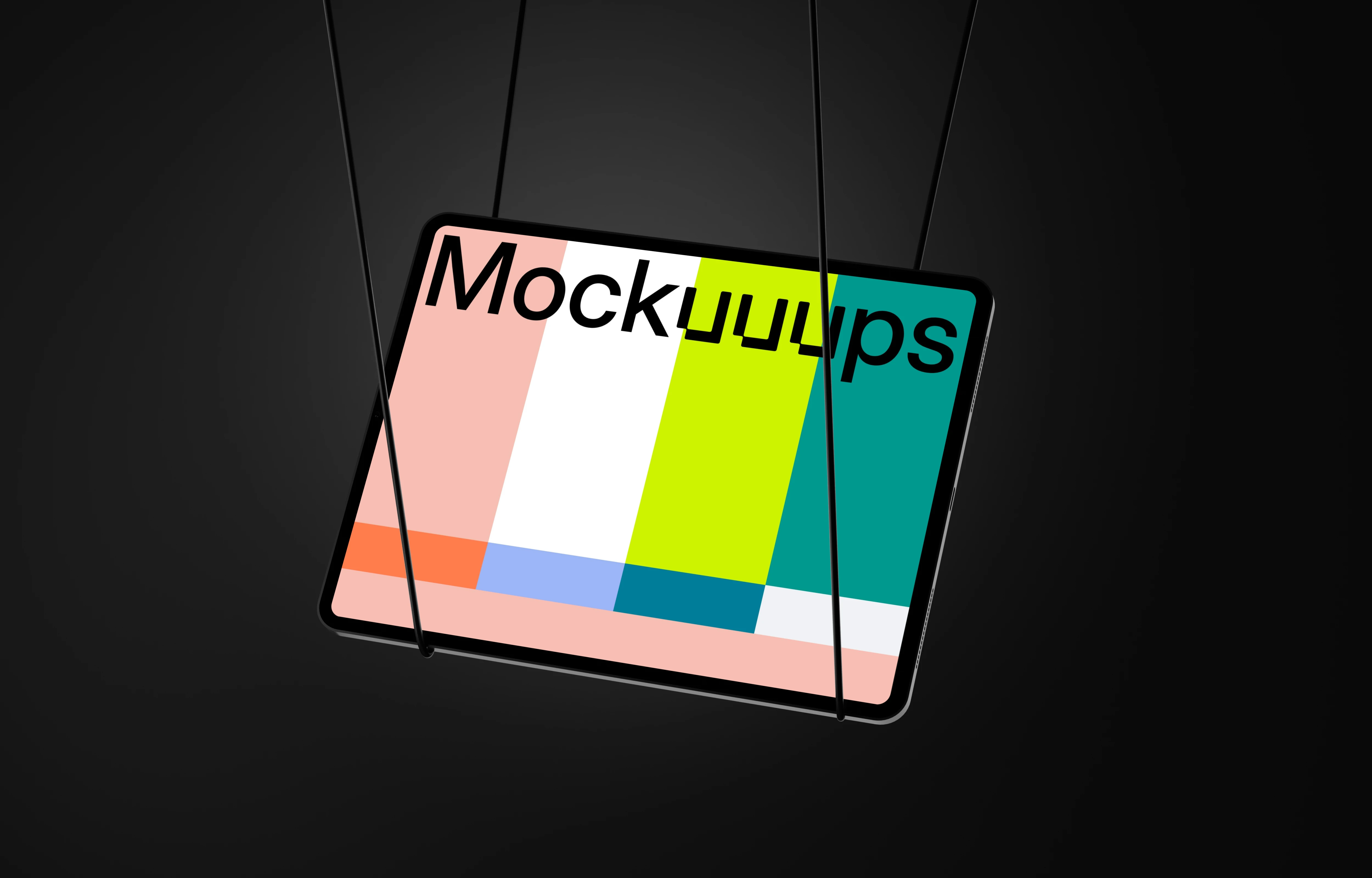 iPad Pro 12.9 mockup with dark monochrome background