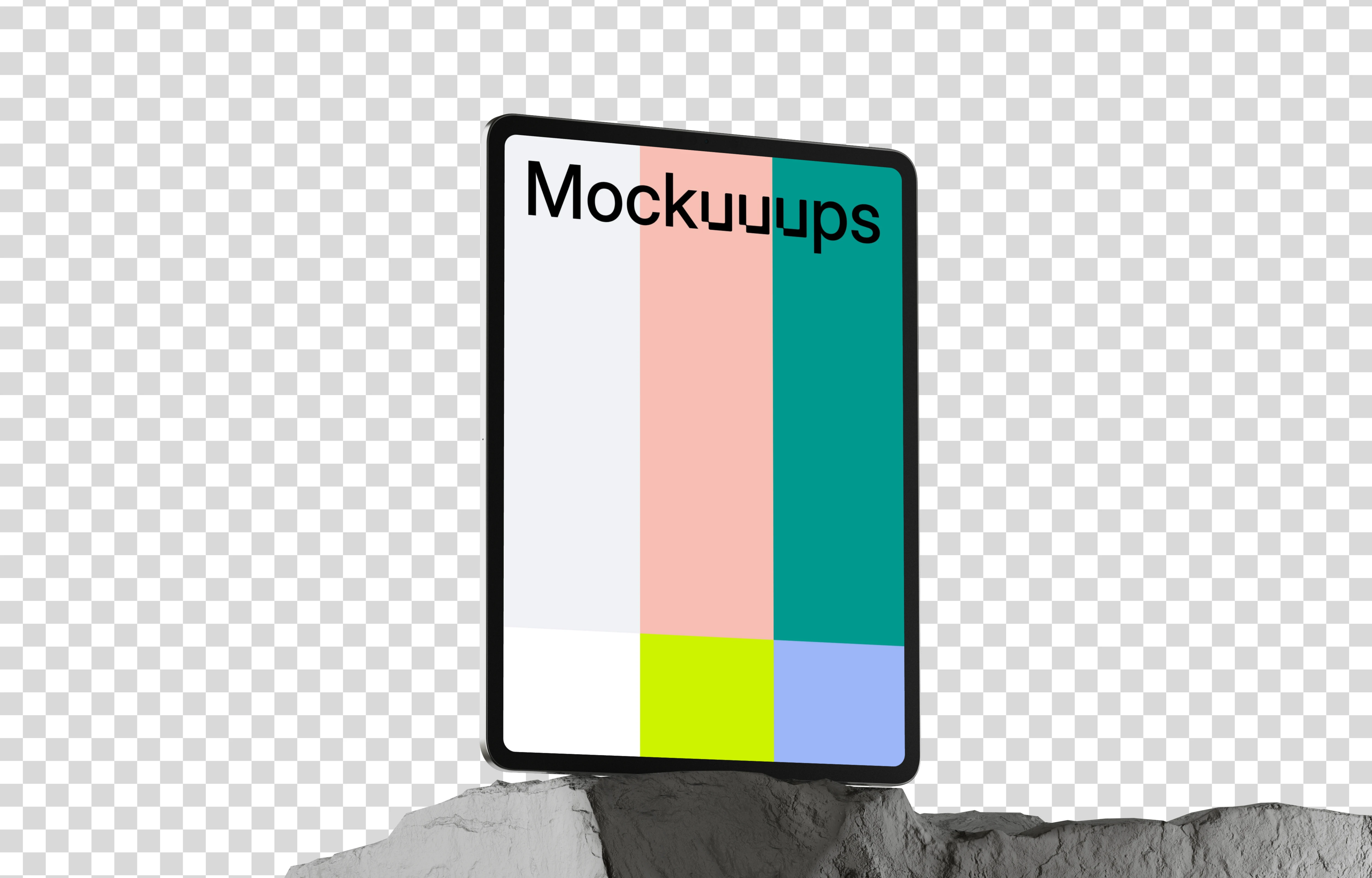 iPad Pro mockup on a textured rock base