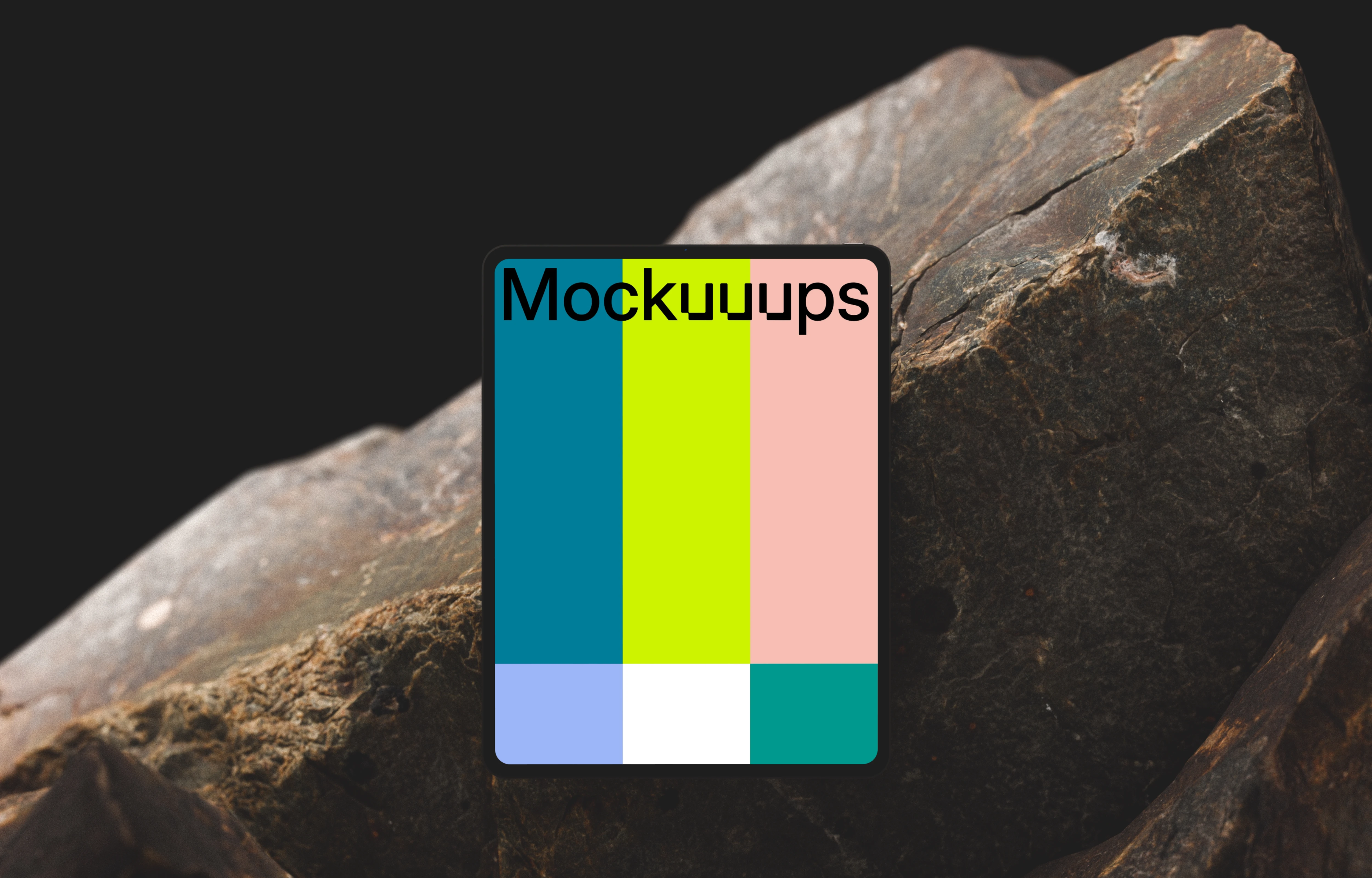 iPad Pro mockup with rugged stone backdrop