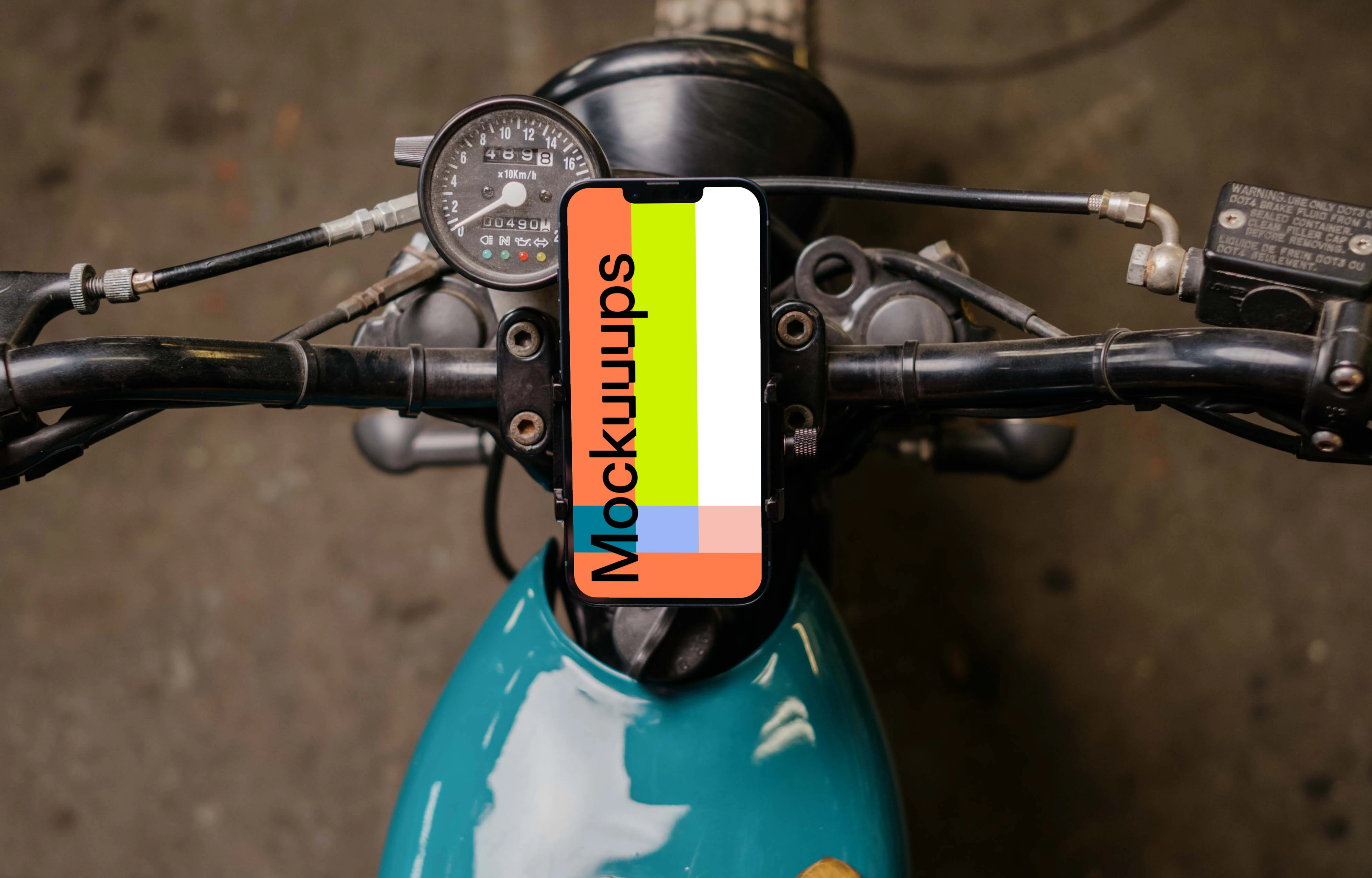 iPhone 13 Pro mockup on a motorcycle
