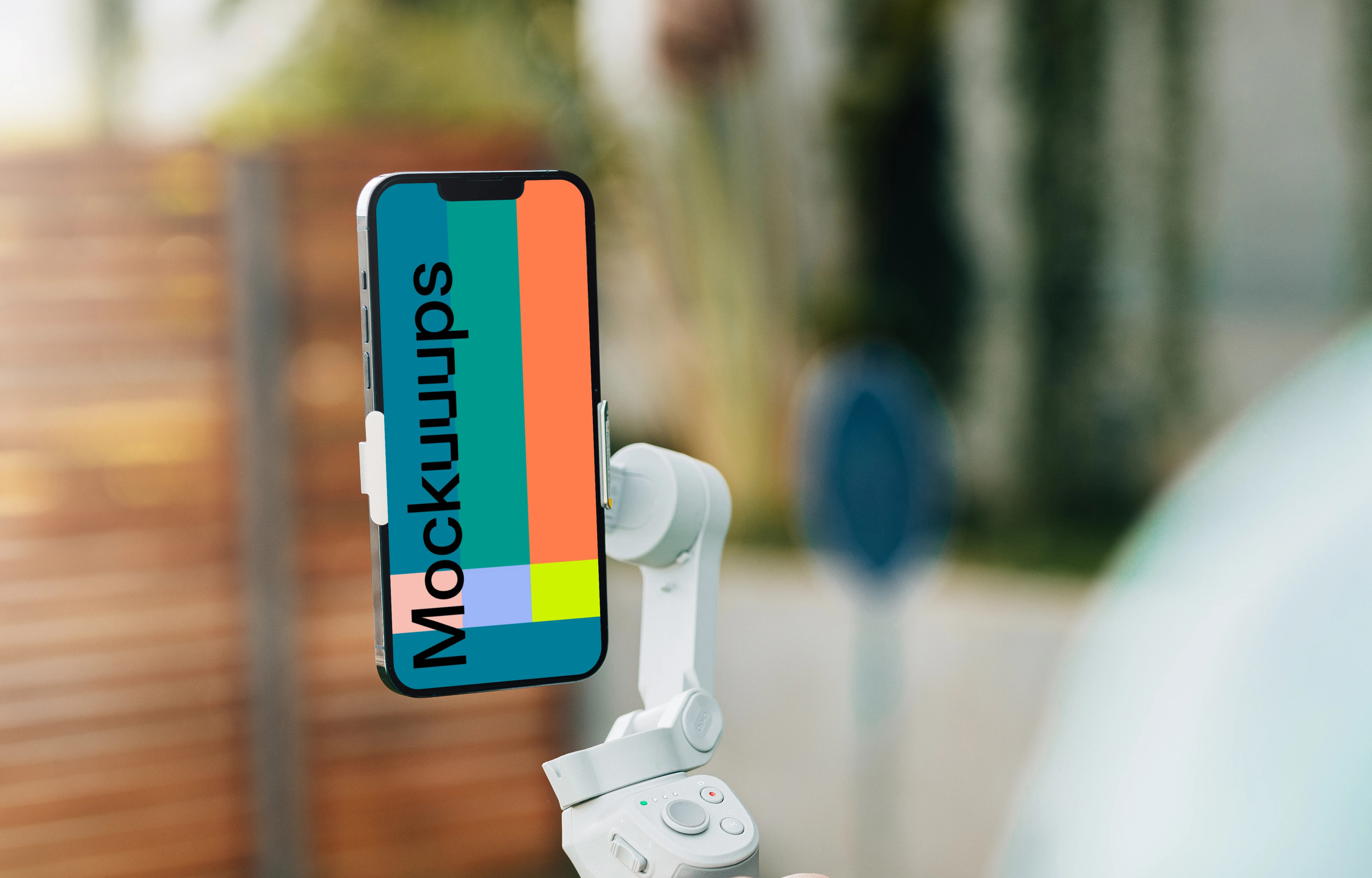 iPhone 13 Pro mockup on a white phone stand