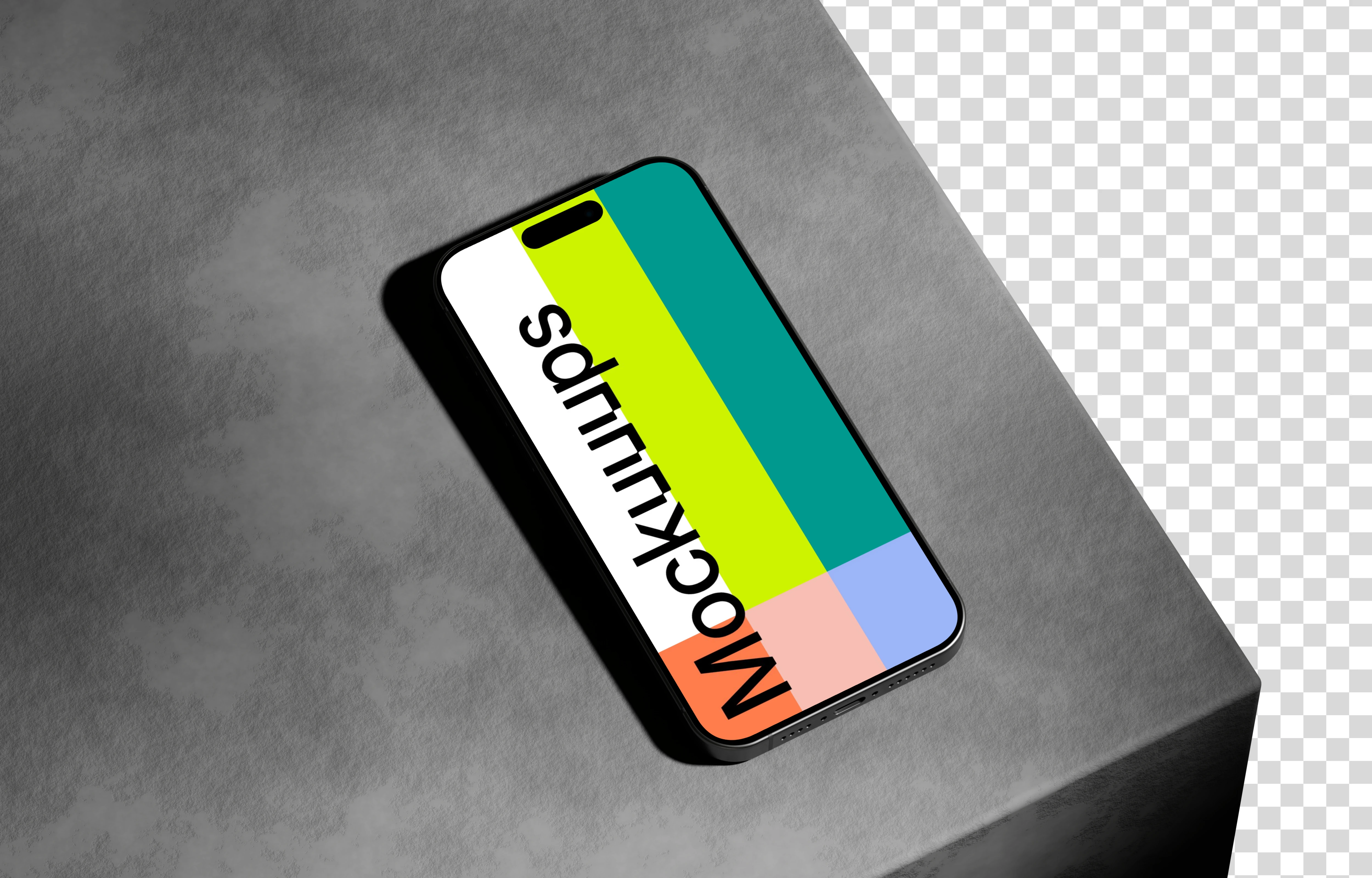 iPhone 15 Pro mockup on textured surface