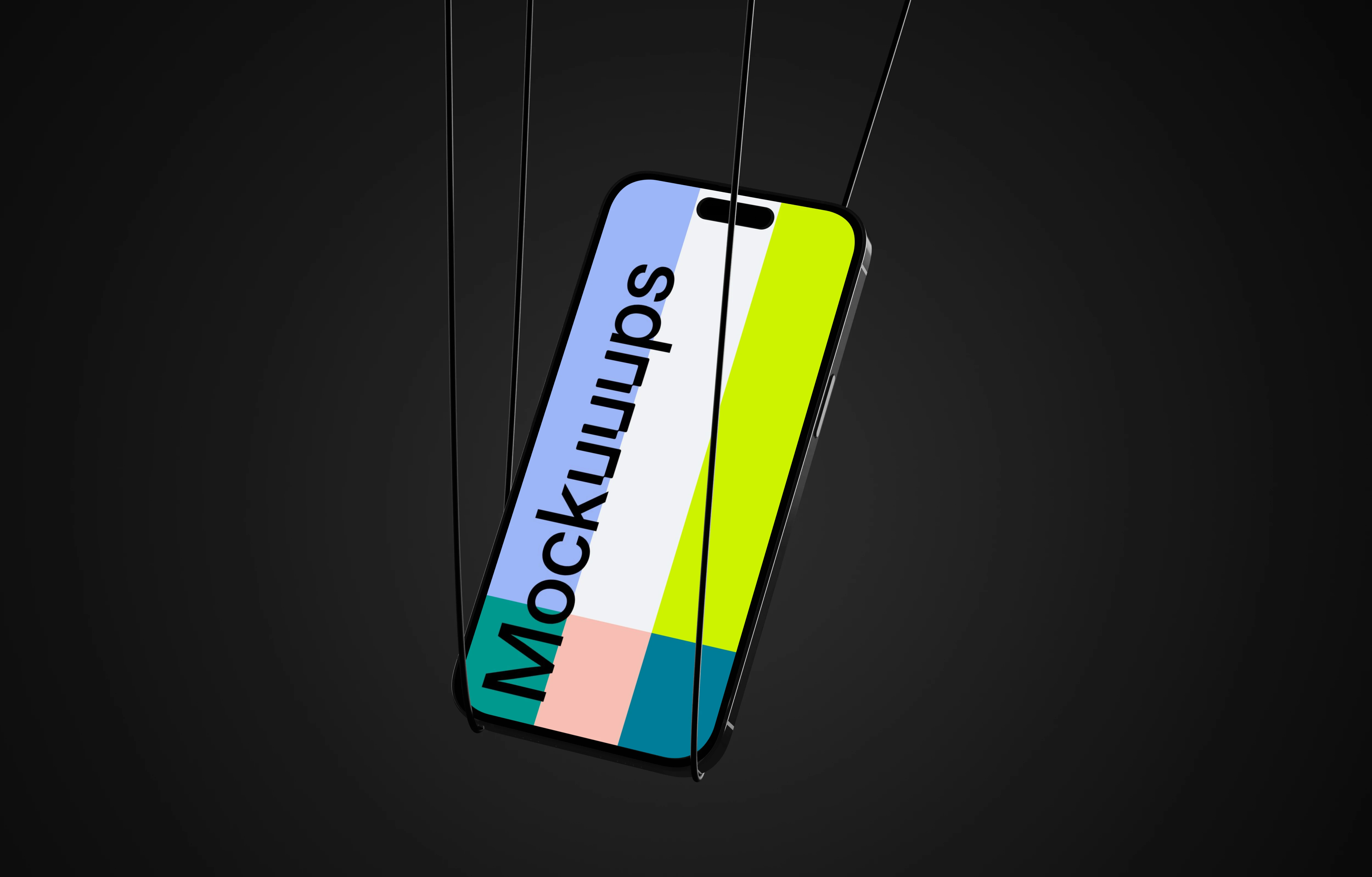 iPhone 16 mockup in a dark monochrome setting