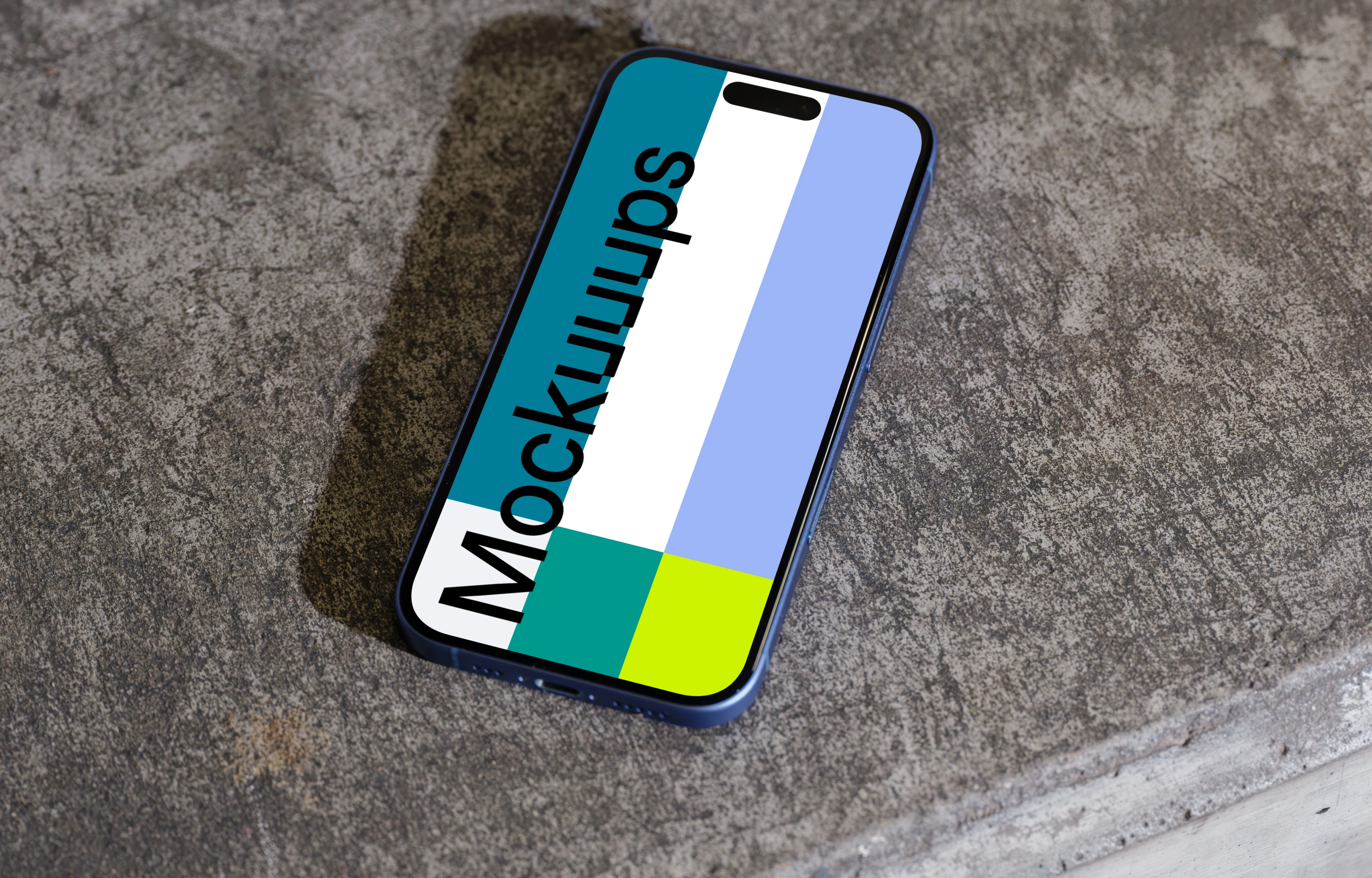 iPhone 16 mockup on a concrete surface