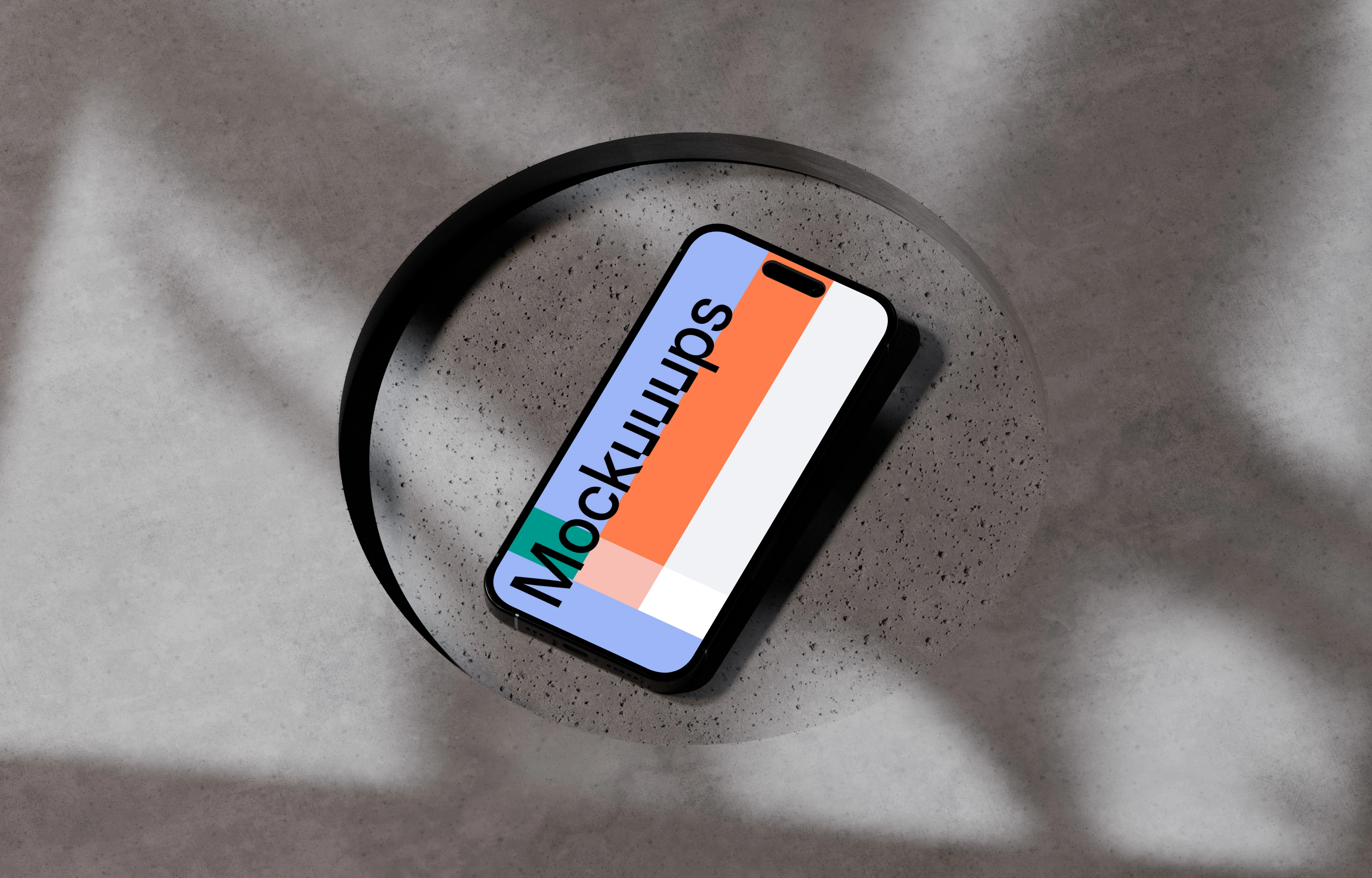 iPhone 16 mockup on a concrete surface