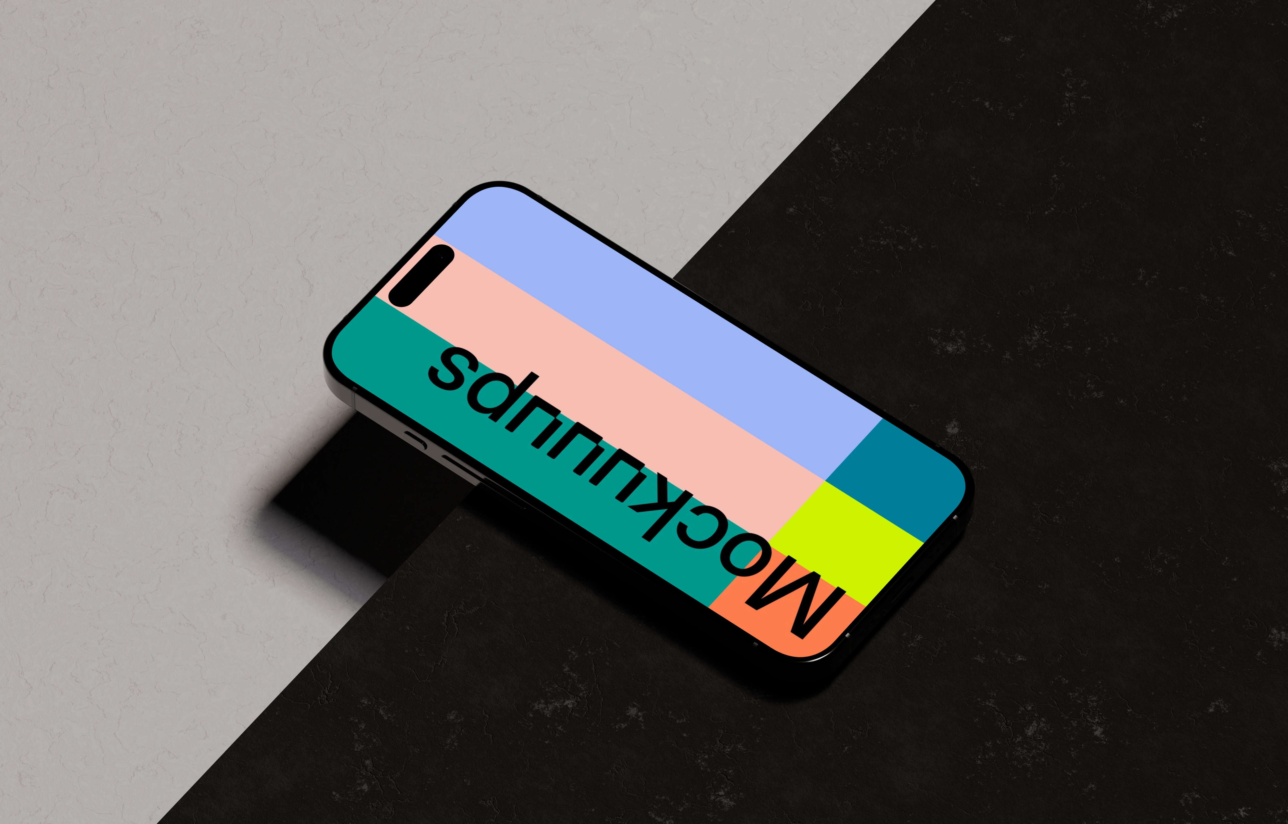 iPhone 16 mockup on a textured background