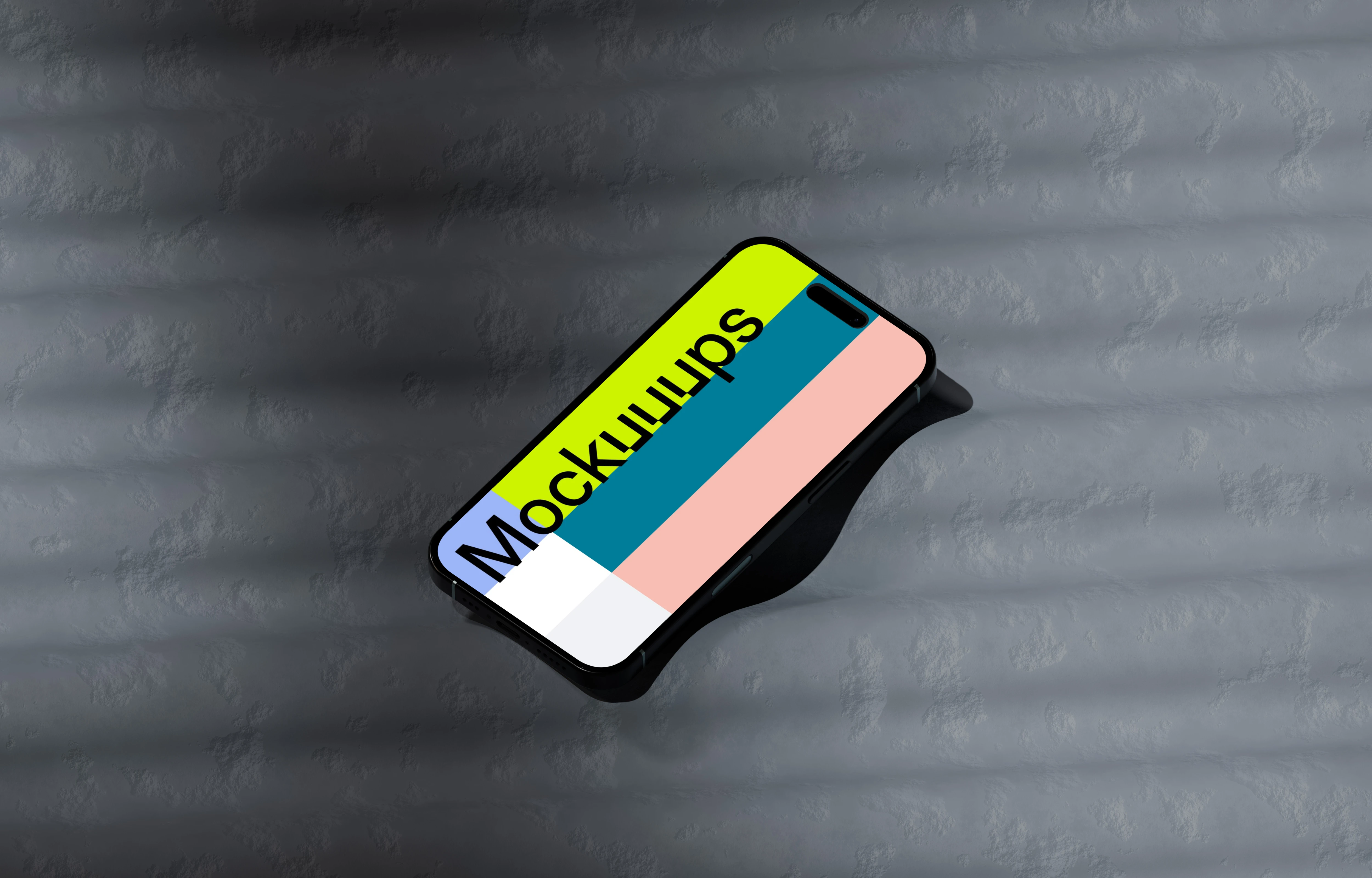 iPhone 16 mockup on a textured surface