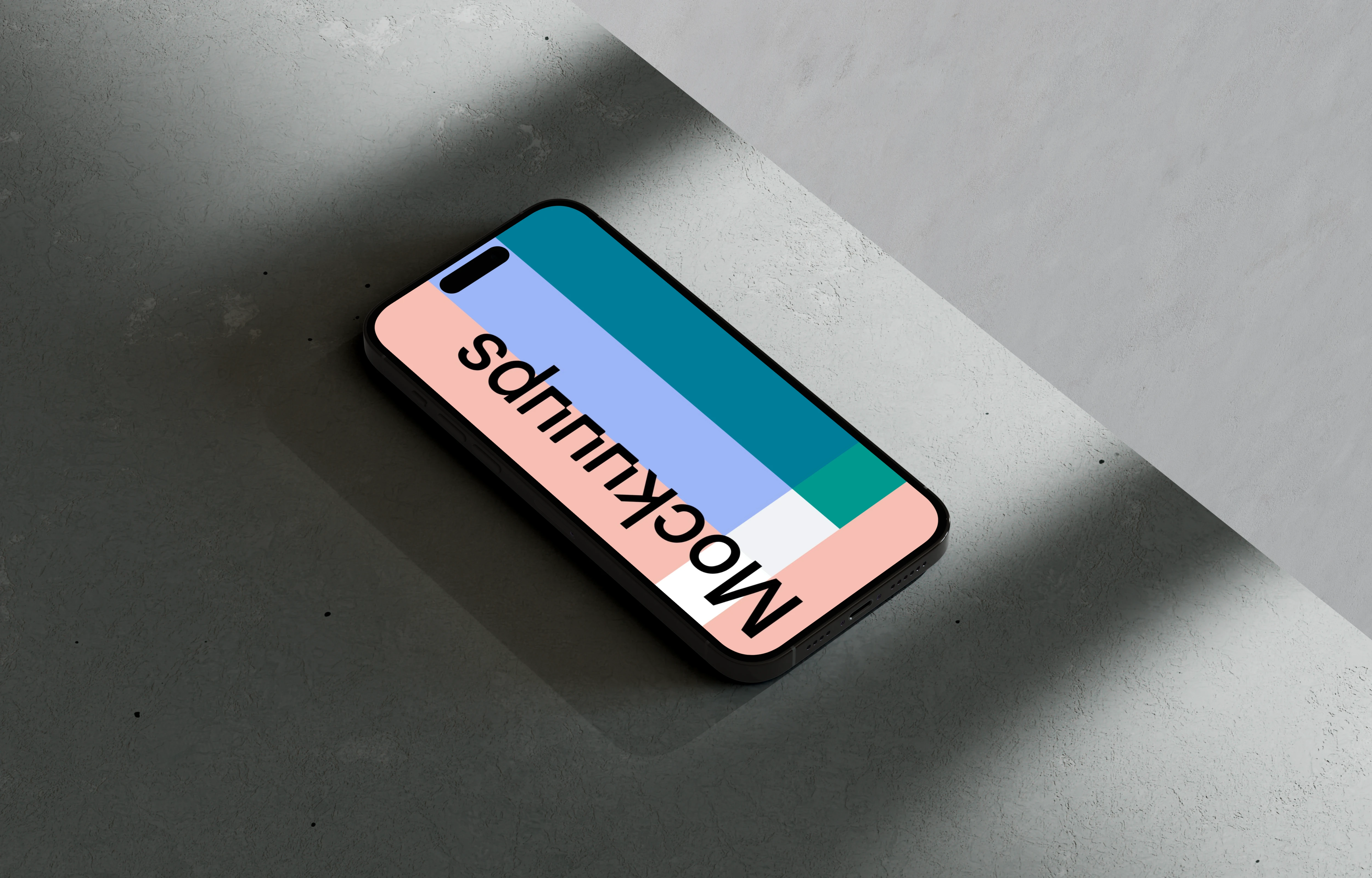 iPhone 16 mockup on textured marble surface