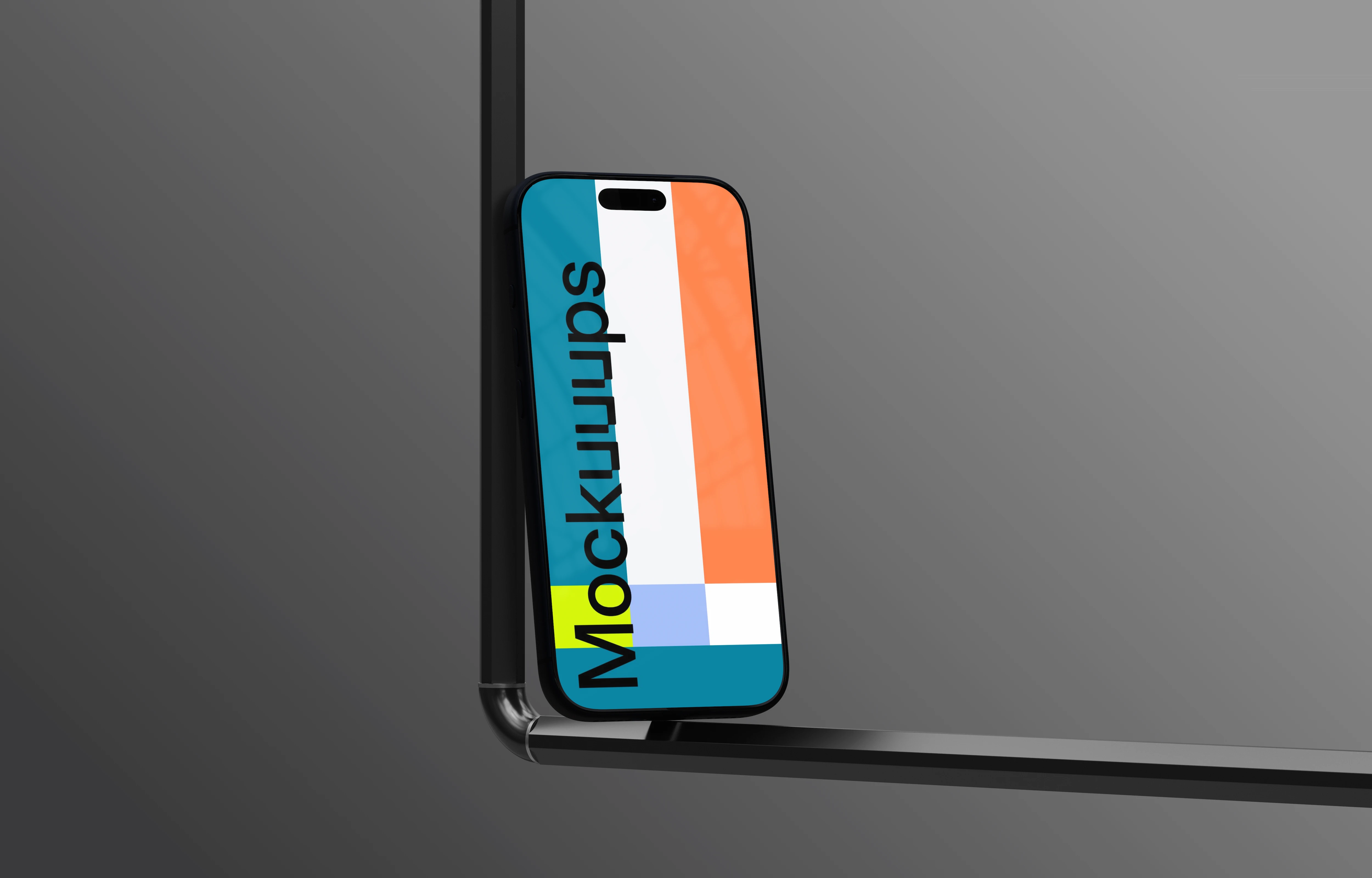 iPhone 17 mockup on a metal corner