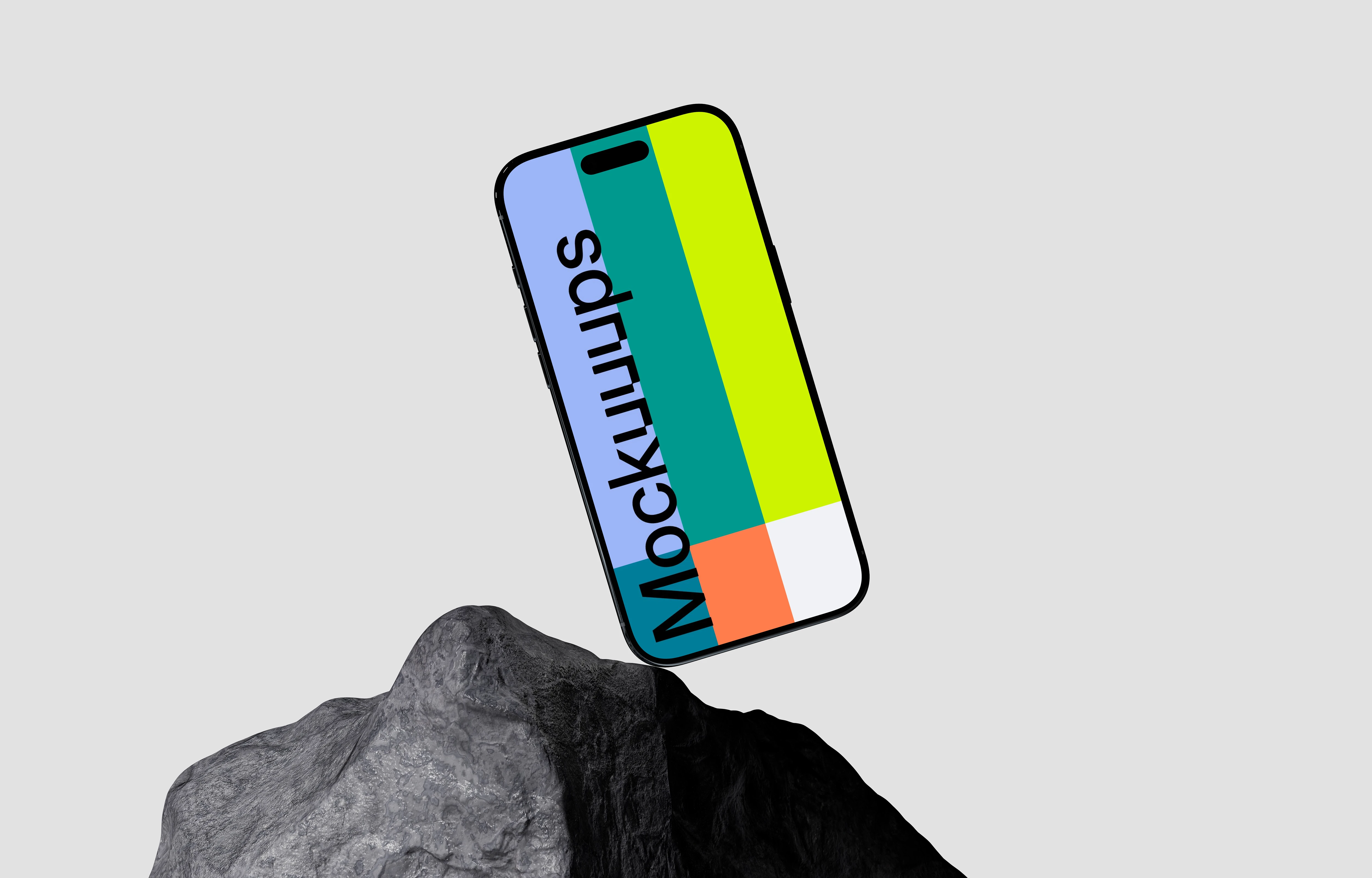 iPhone Air mockup balanced on a rock