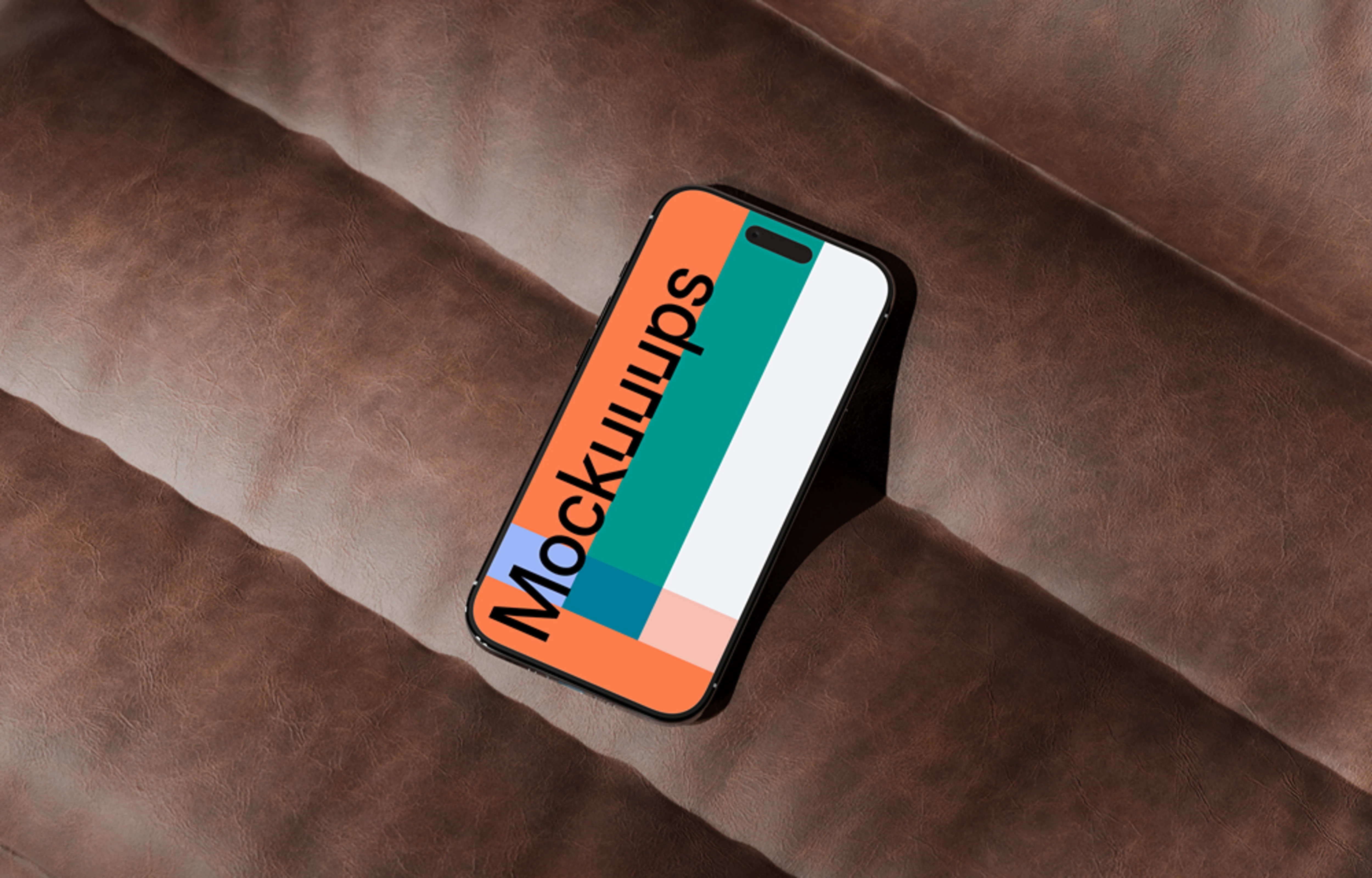 iPhone Air mockup on a brown leather surface