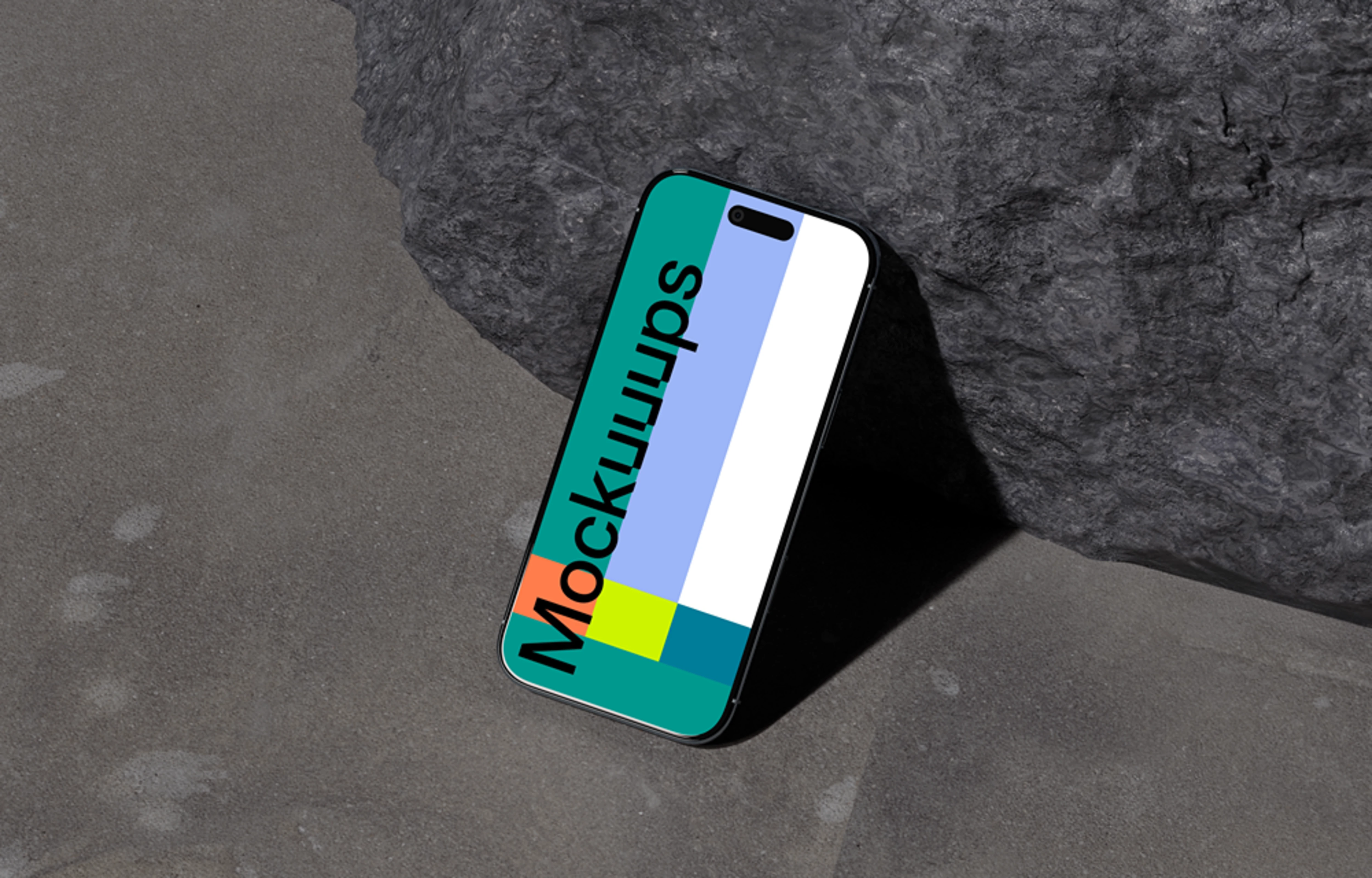 iPhone Air mockup on a concrete surface with rock