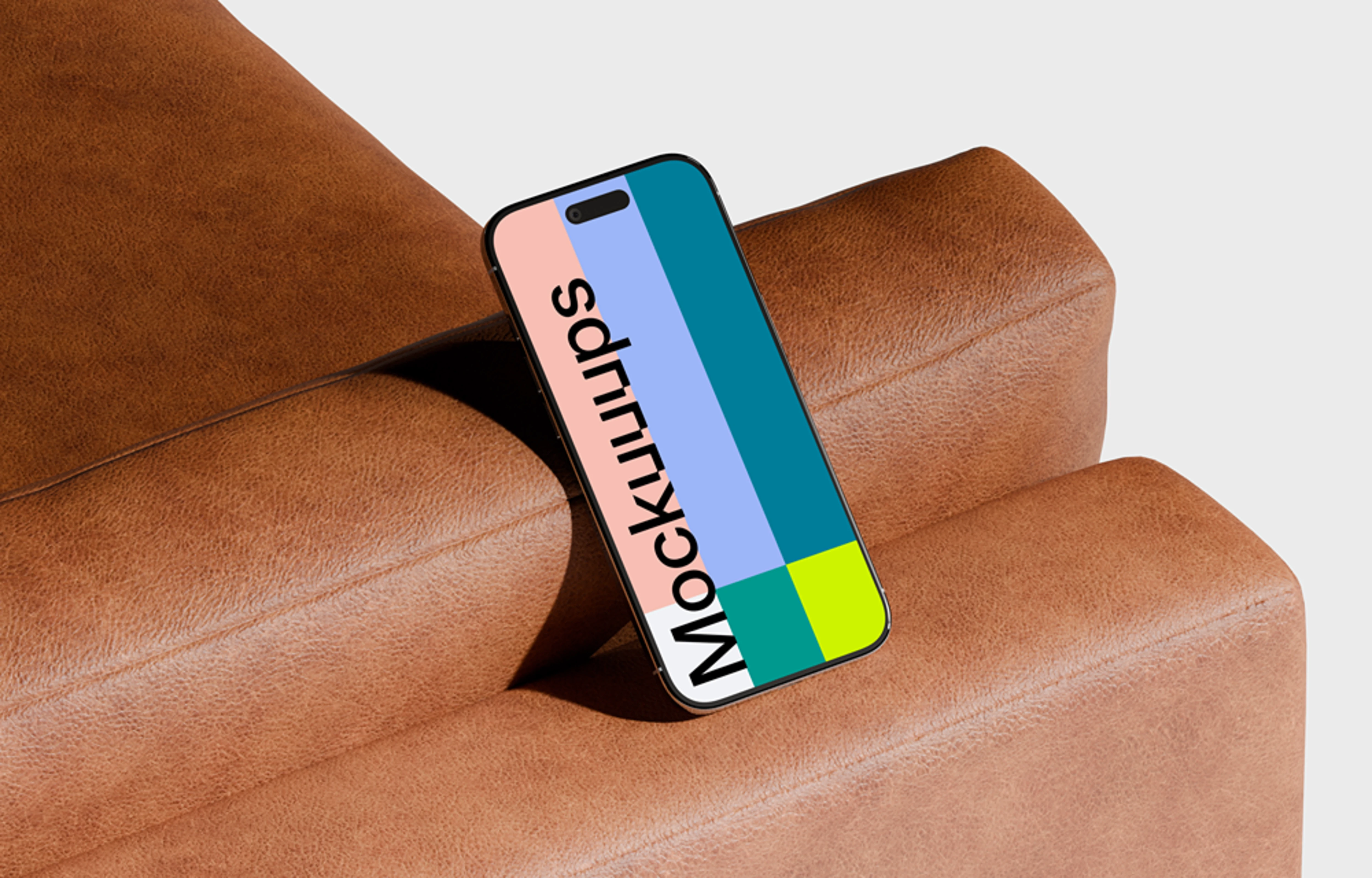 iPhone Air mockup on a leather armrest