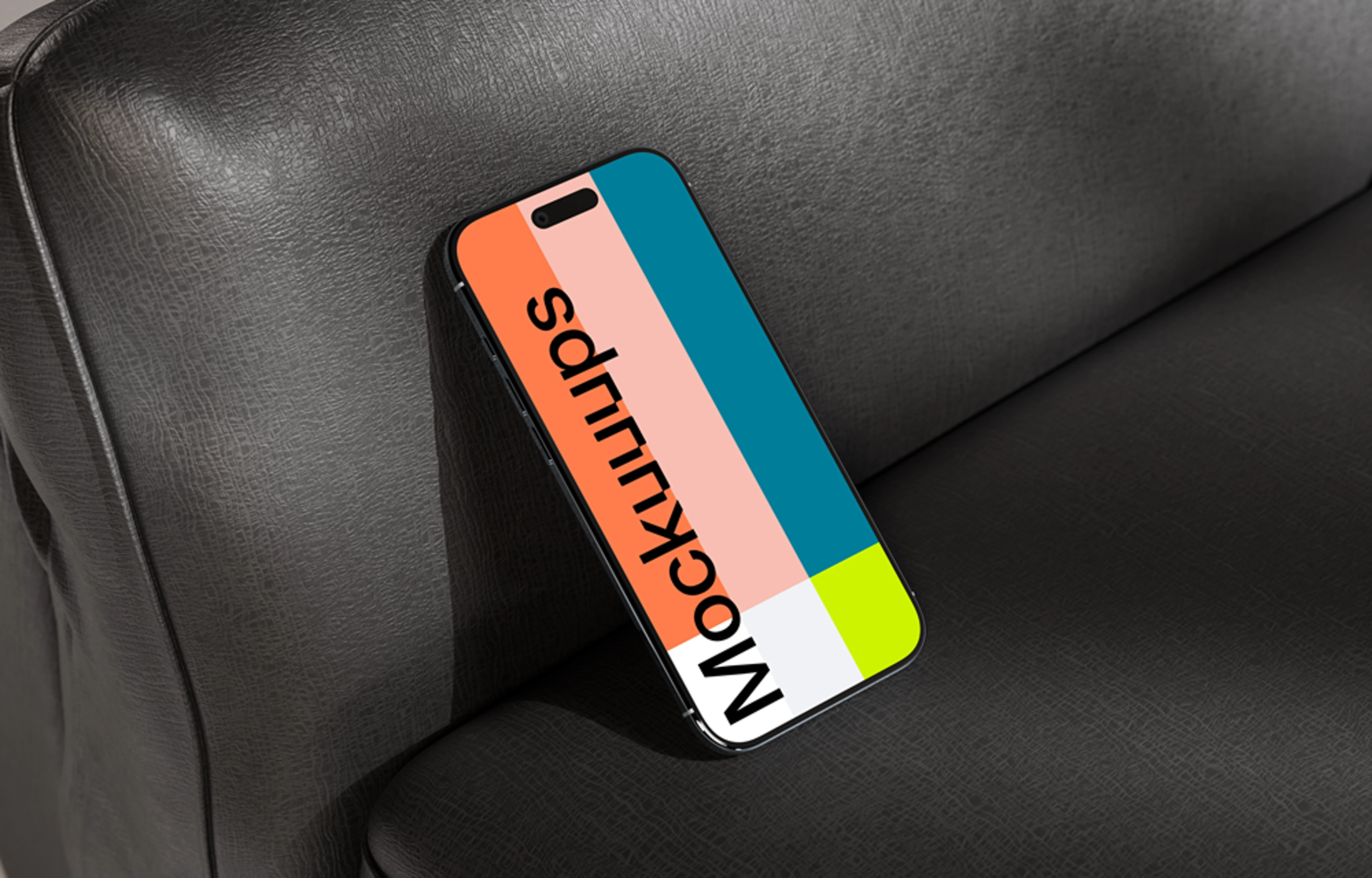 iPhone Air mockup on a leather sofa