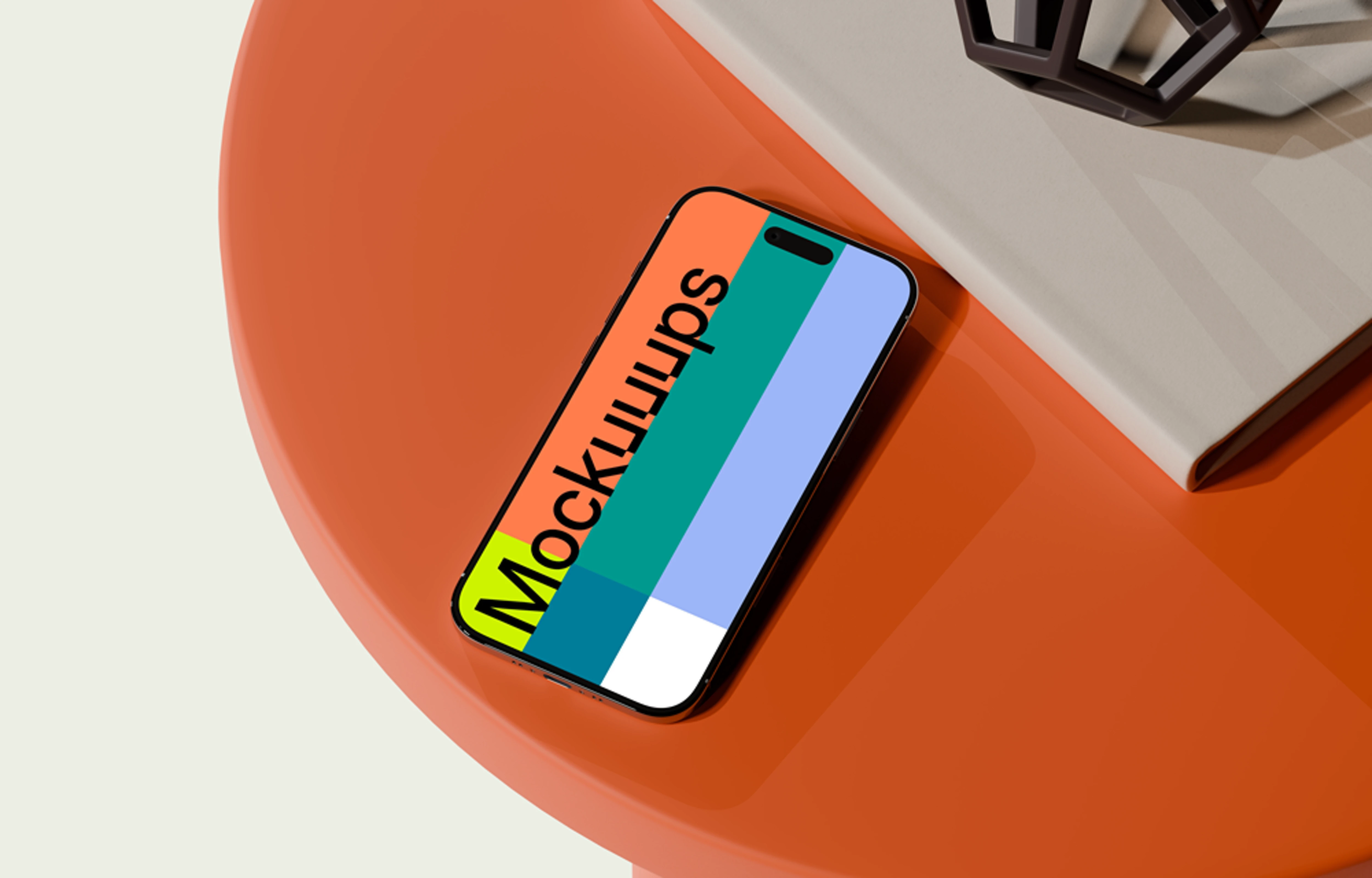 iPhone Air mockup on a modern orange table