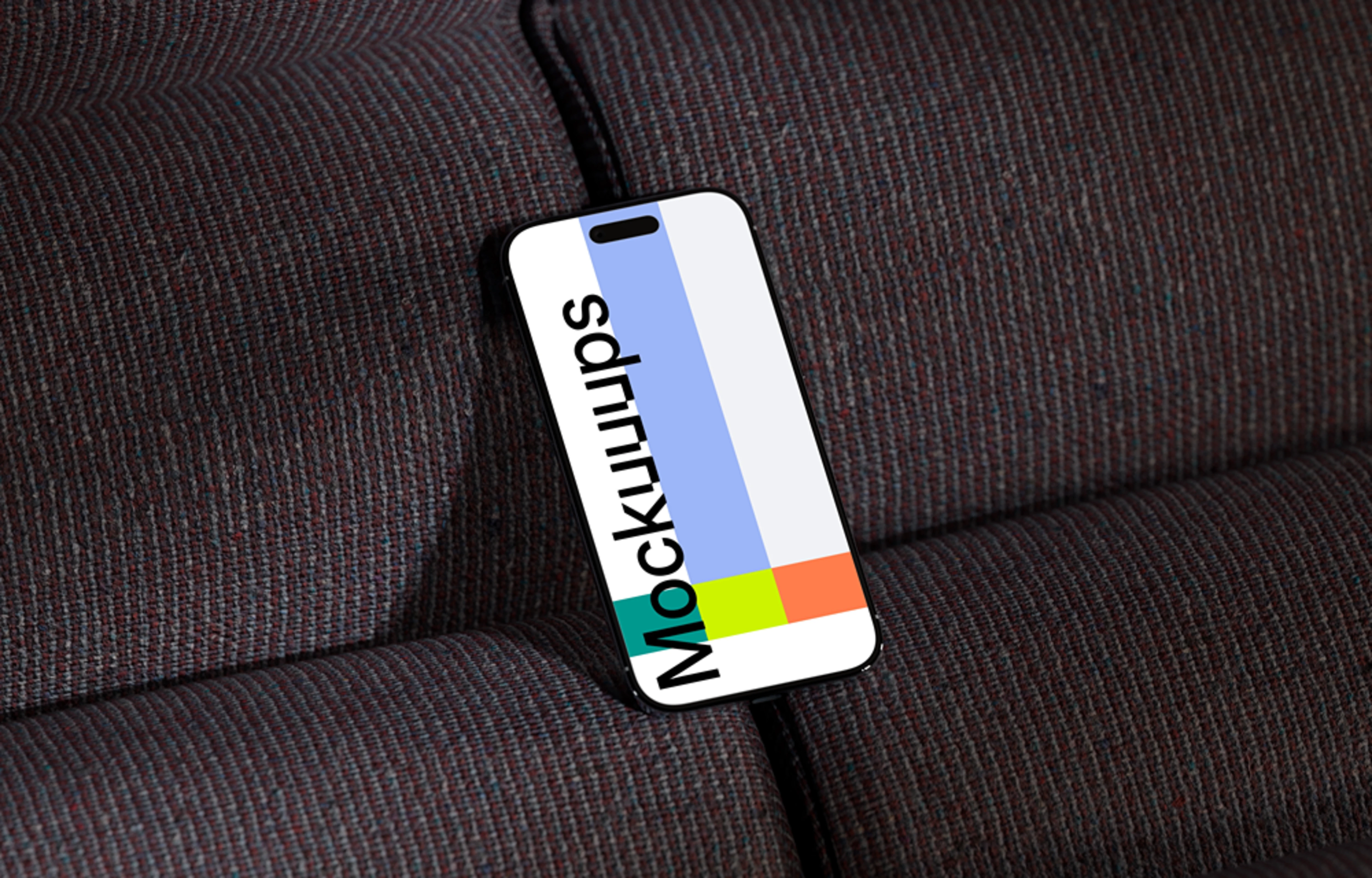 iPhone Air mockup on a textured sofa