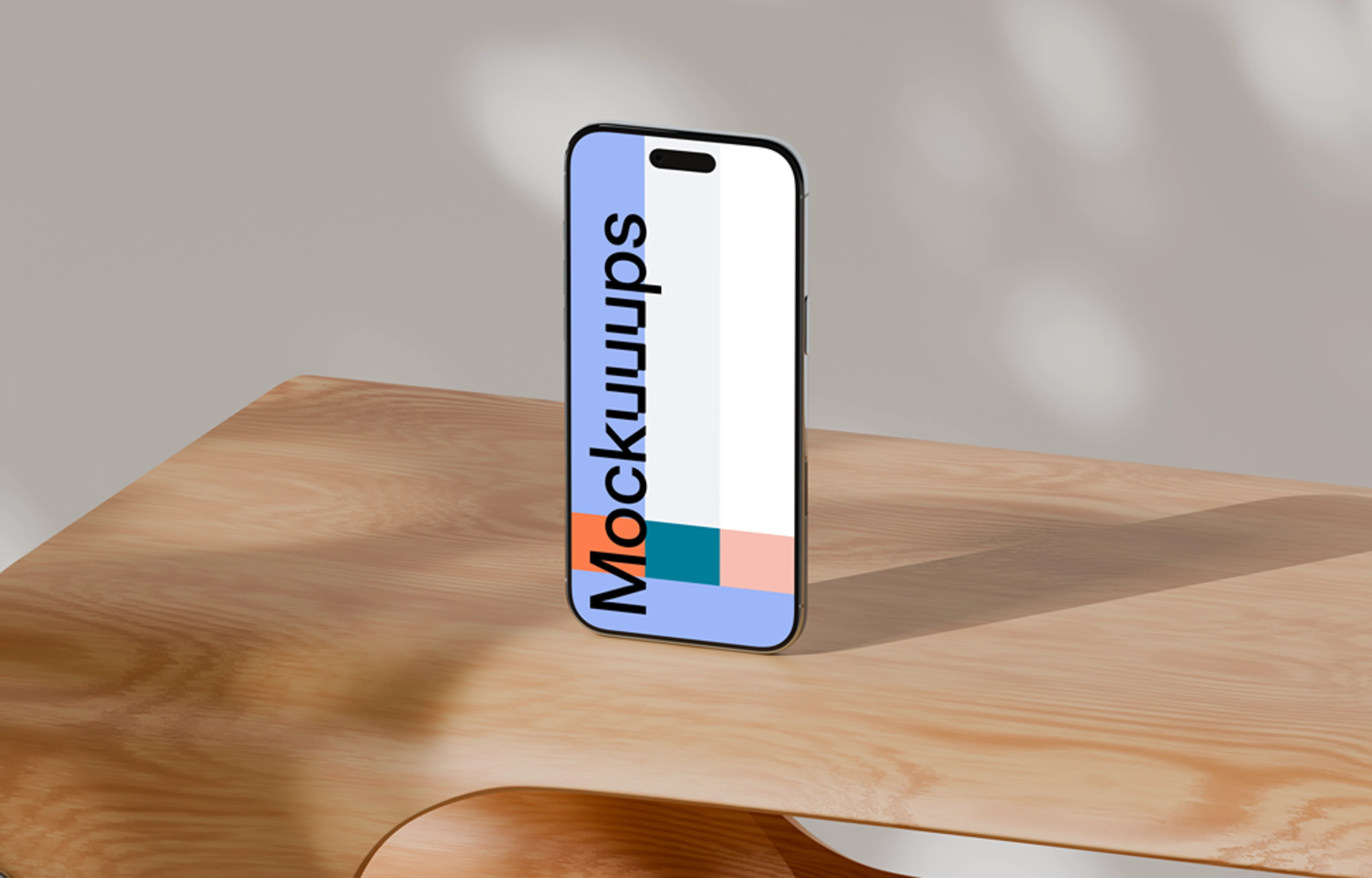 iPhone Air mockup on a wooden table with soft lighting