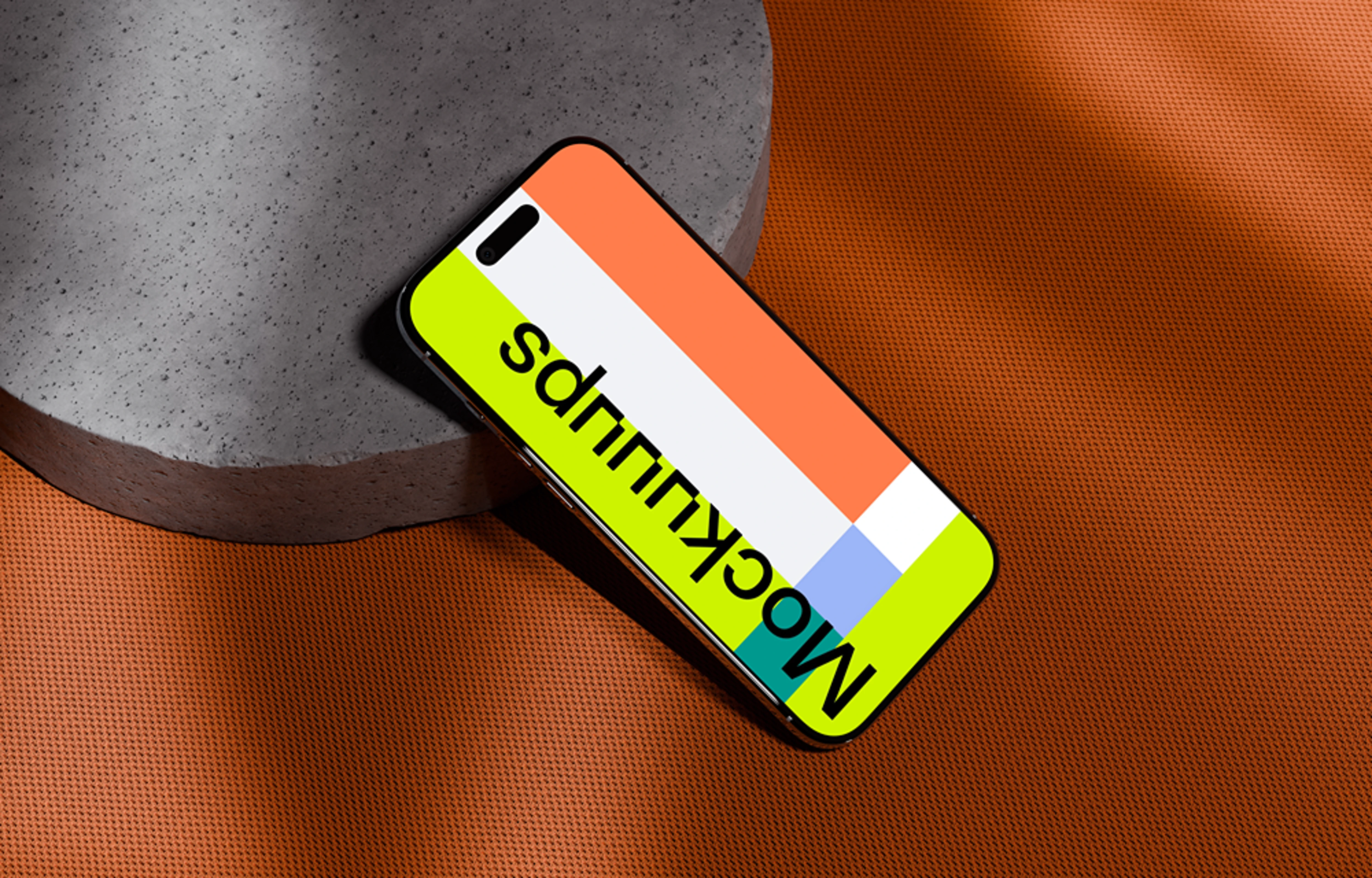 iPhone Air mockup on orange textured surface