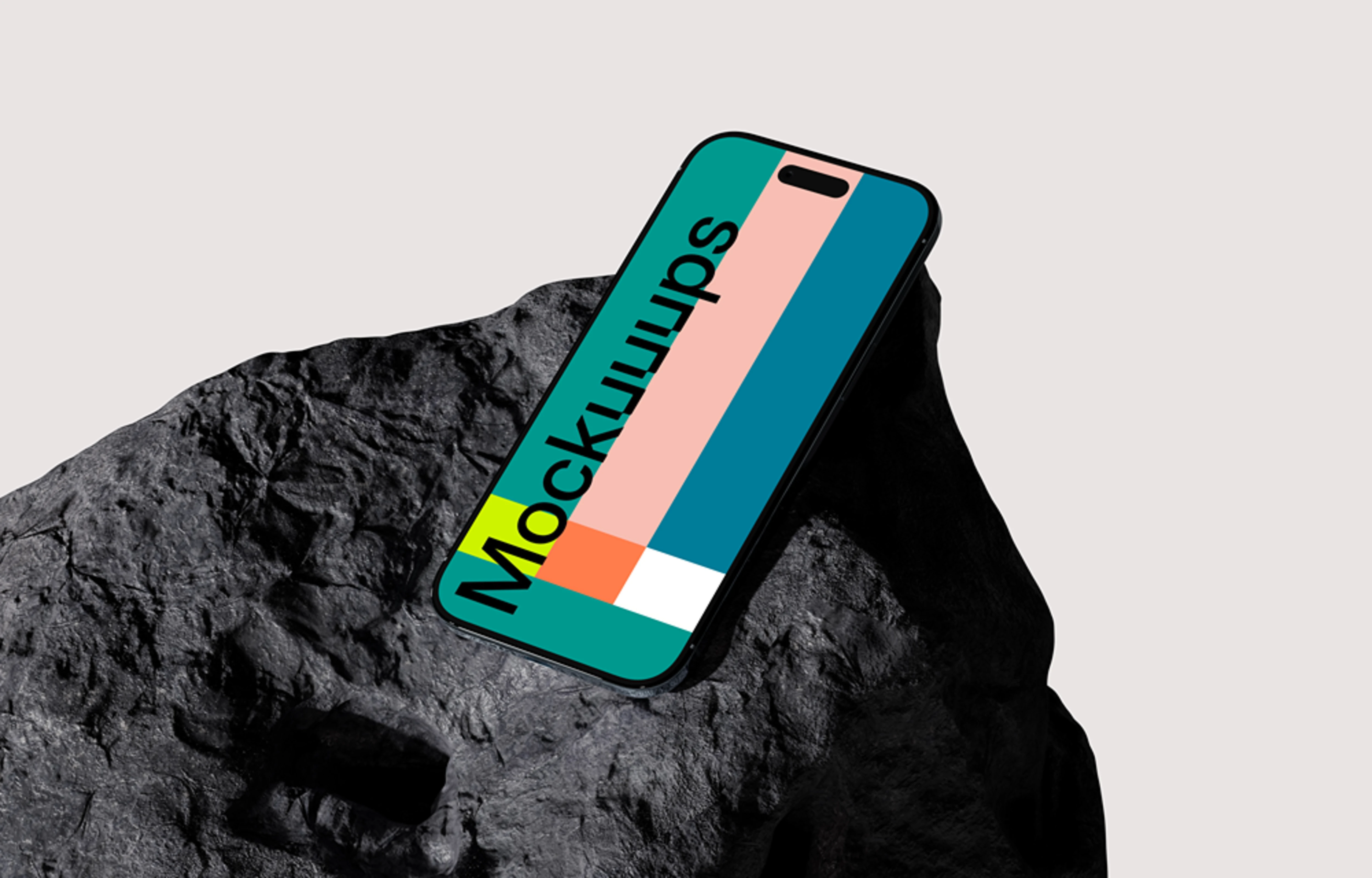 iPhone Air mockup on textured dark rock