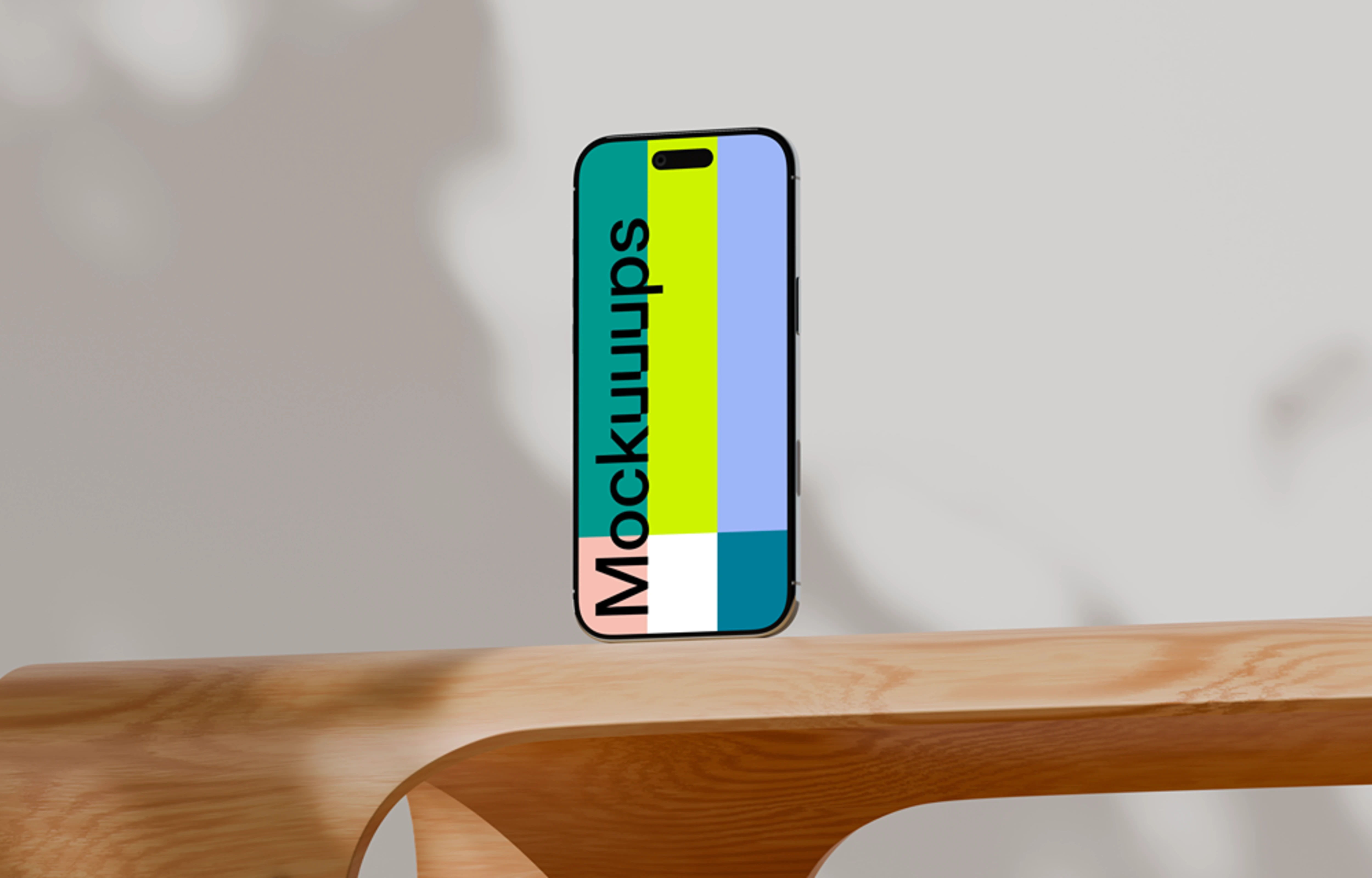 iPhone Air mockup on wooden surface with neutral background