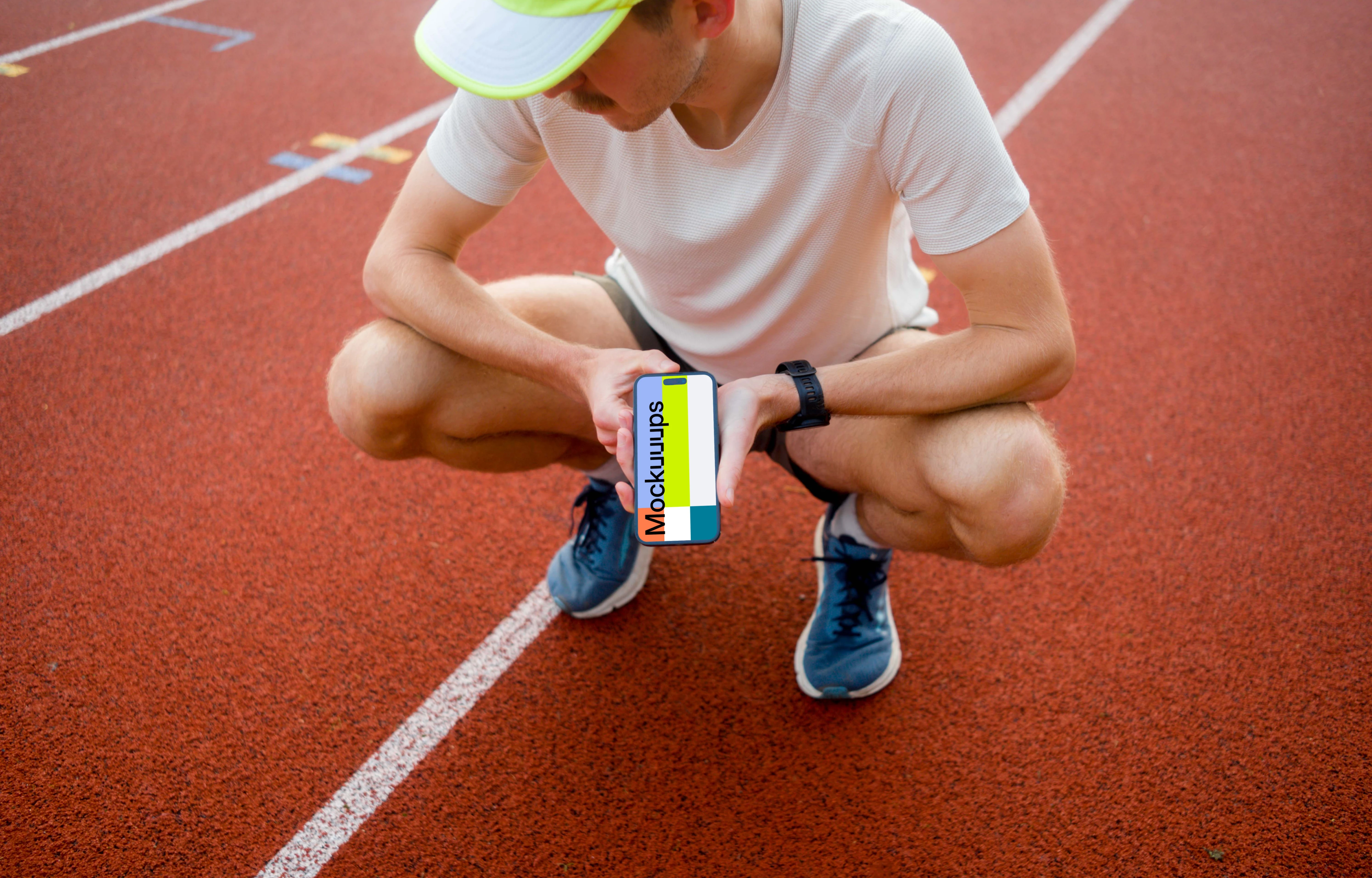 Smartphone mockup with running theme